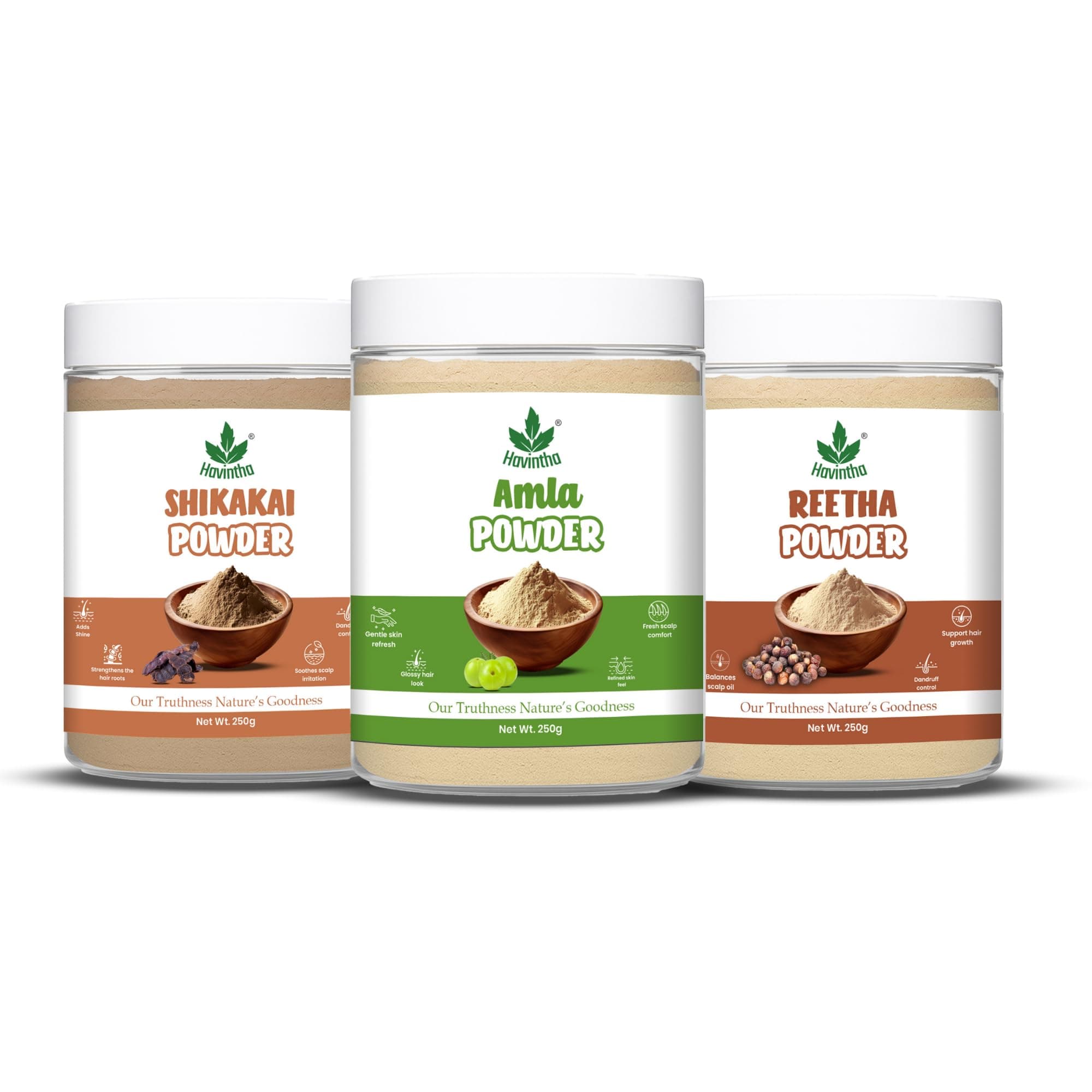 Havintha Amla/Reetha & Shikakai Powder for Hair (3 x 250g =750g)