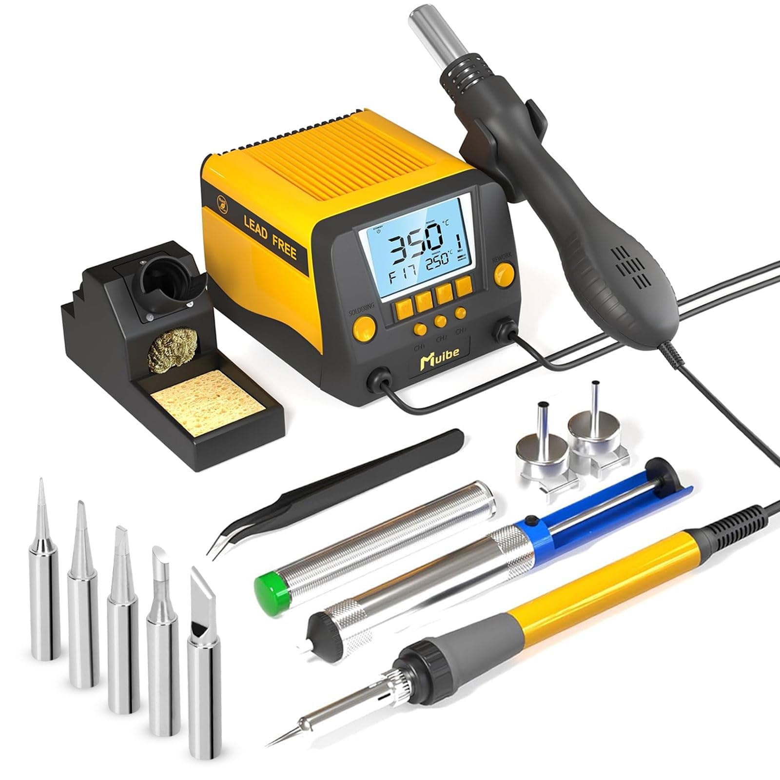 JK882 Soldering Iron Station, 2-in-1 SMD Hot Air Rework and Soldering Station，Featuring Preset Functions, °F/°C Conversion, Sleep Mode,Efficient Rework Station，A Nice Gift for DIY Enthusiasts
