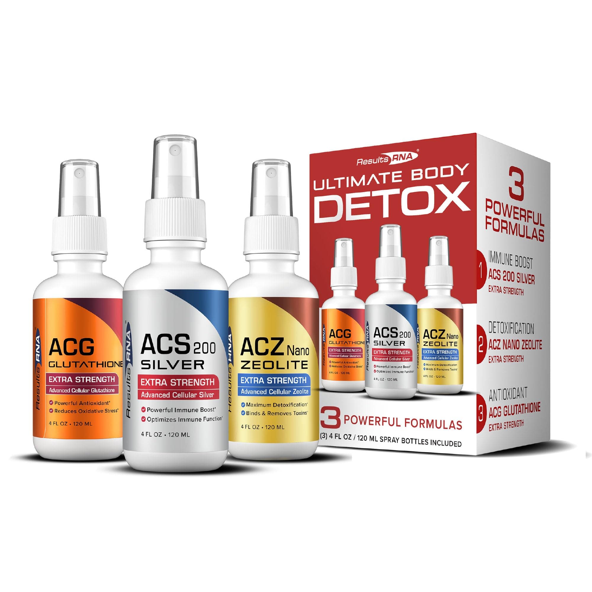 Results RNA–Ultimate Body Detox Extra Strength System – ACS 200 Silver/ACZ Zeolite/ACG Glutathione Detoxify, Boost Immunity & Reduce Oxidative Stress