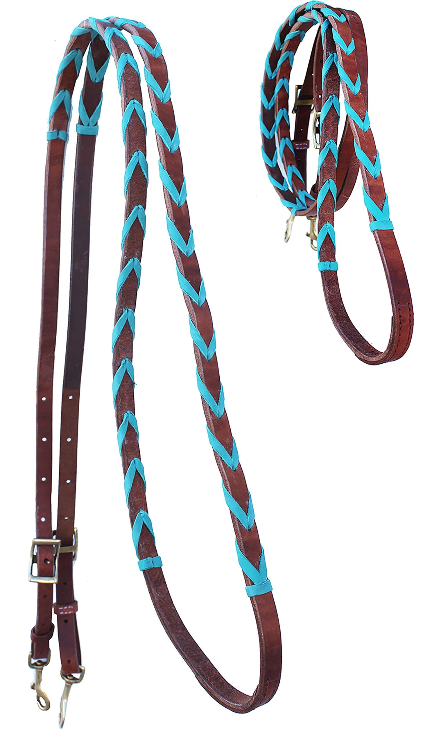 Horse Western Leather Turquoise Laced Barrel Contest Reins 66RT10TL