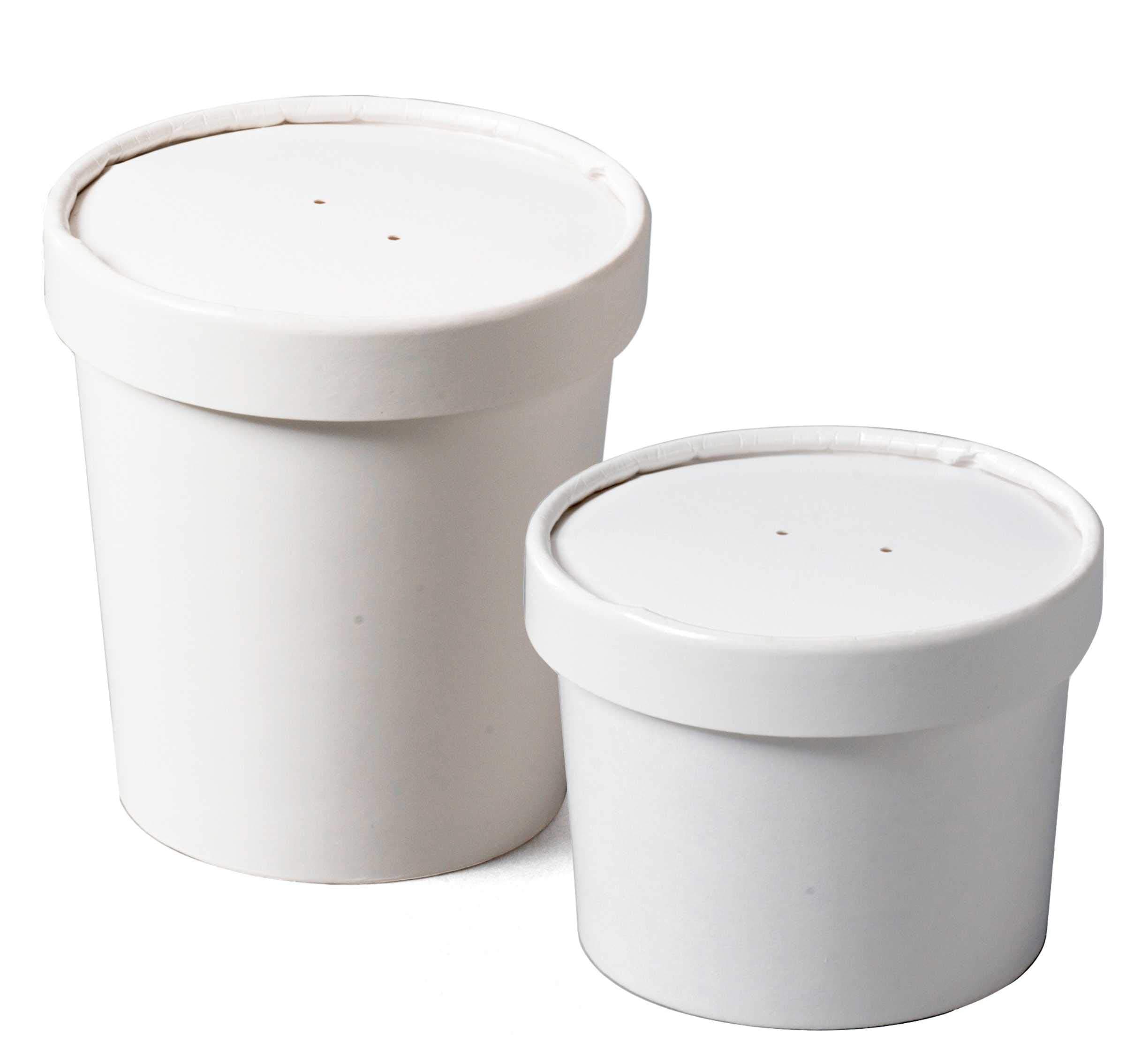 50 x White Disposable Soup Ice Cream Container Round Deli Food Lids Heavy Duty Bowl Paper 8oz 12oz 16oz 26oz 32oz (12oz with lids)