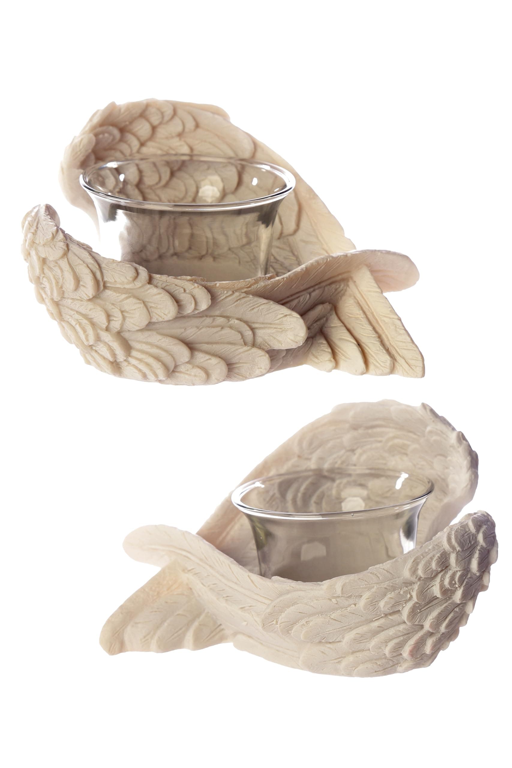 Puckator Angel's Wings Tea Light and Votive Candle Holder - Bathroom Fireplace Shelf Ornament - Tealight Holders - Glass - New Home Gifts - Living Room Accessories - Gothic Agel Gifts For Women
