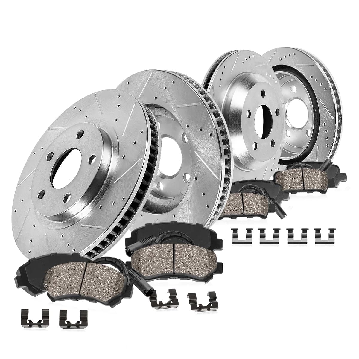 Callahan BRAKE PARTSFront and Rear Brake Kit For Mini Cooper Countryman Paceman Drilled and Slotted Brake Rotors and Ceramic Brake Pads