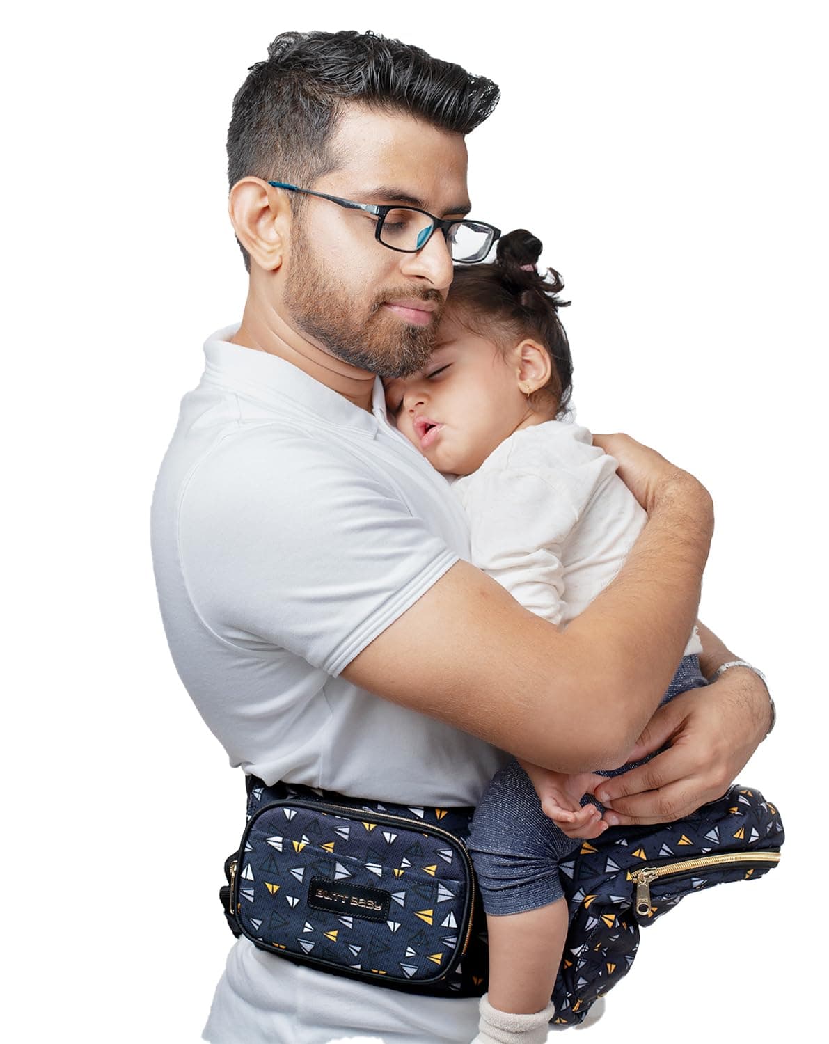 BUTT BaBY Carrier Airplanes with Hip Seat, Mini Diaper Bag & Convertible to Sling Carry Bag With Ergonomic Baby Carrier with Inbuilt Diaper Bag, 6-in-1 Baby carrier for 5 months to 36 months