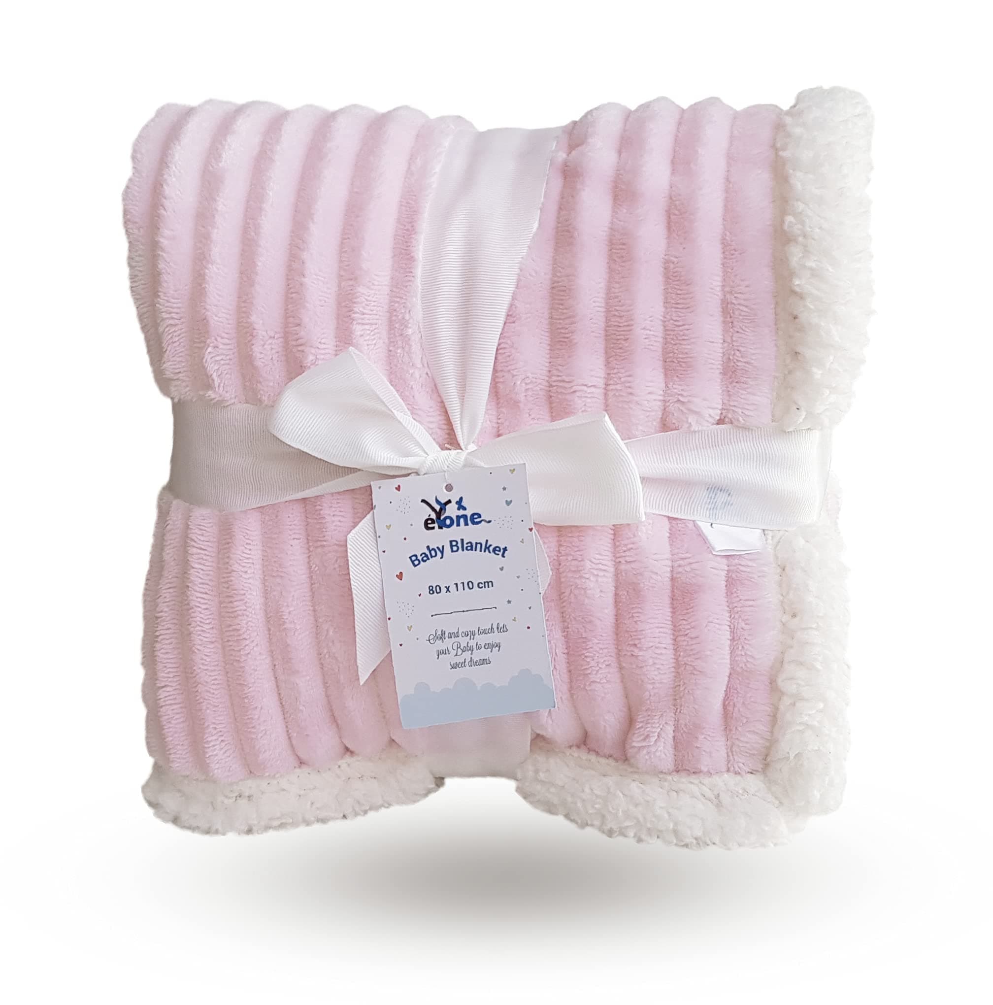 Baby Blanket 80×110 cm - Soft Fleece & Sherpa - Pram, Cot & Stroller - Baby Girl Gift Blanket - Pink