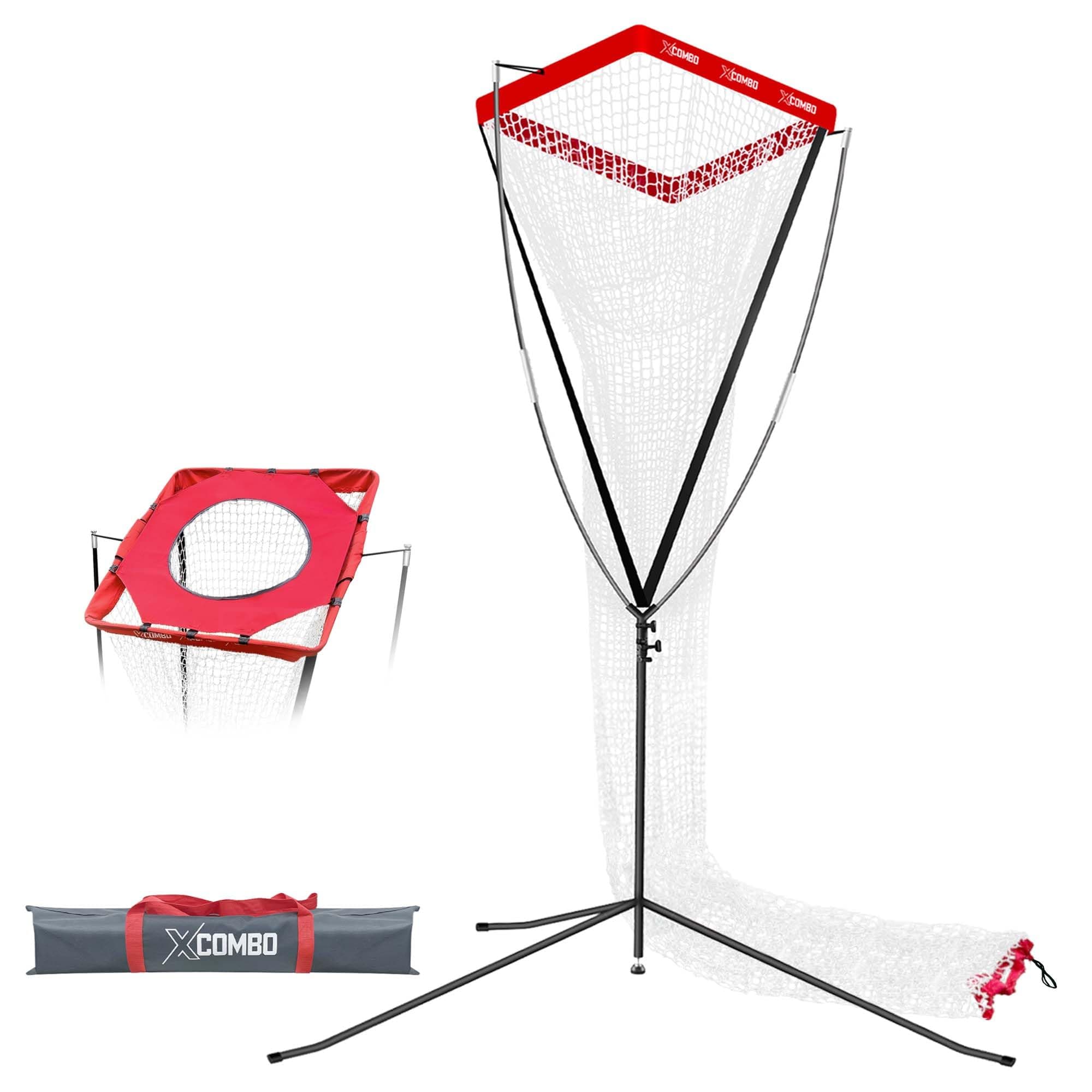 JOLORLY Adjustable Height Volleyball Setter Trainer Net for Indoor and Outdoor Practice, Great for Serving, Spinning and Training Equipment Setup (Red)