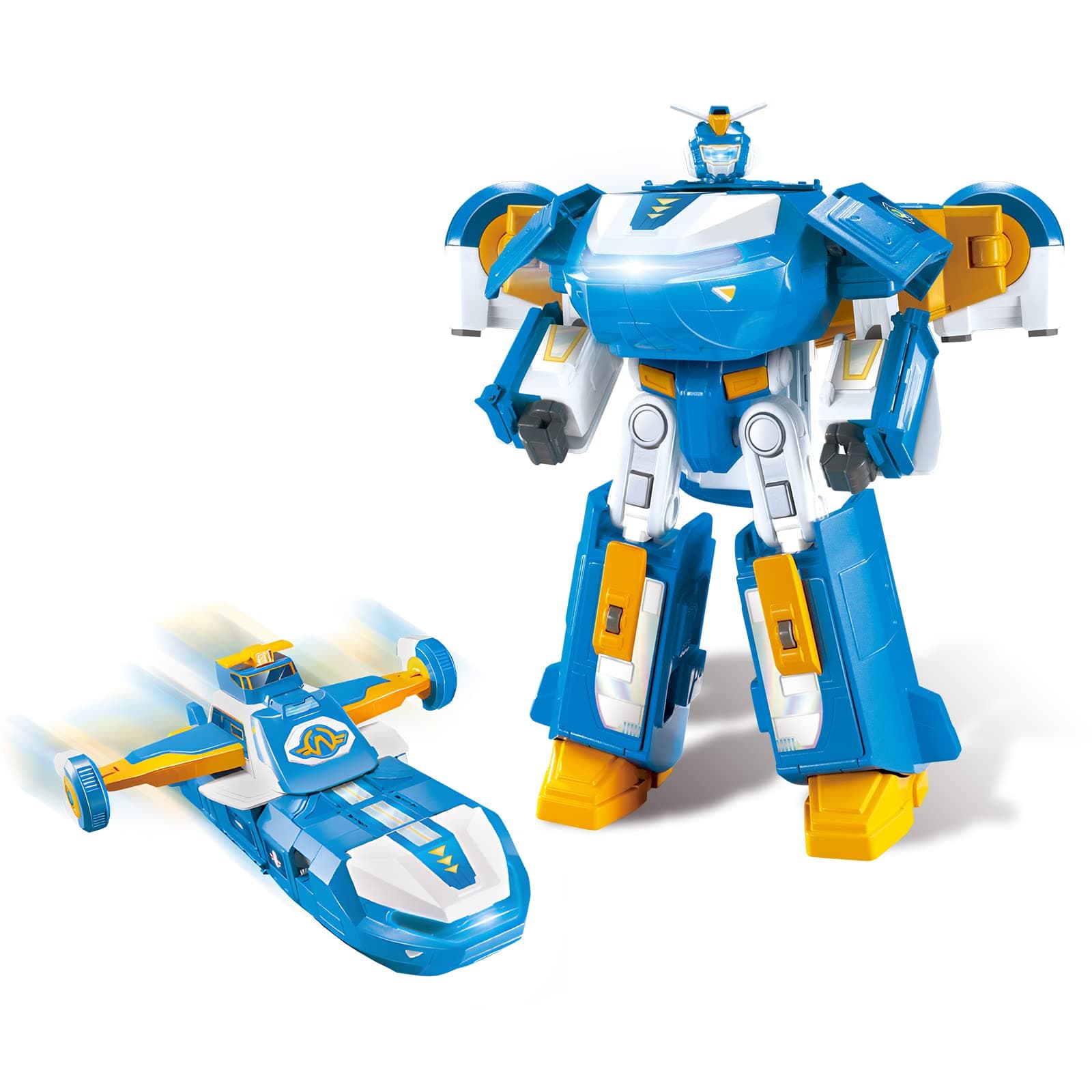 EU760888 World Aircraft Robot with Cool Light & Sound Effects, w/a 2'' Jett Transform-a-Bot Toy for 3+ Year Old Boy Girl