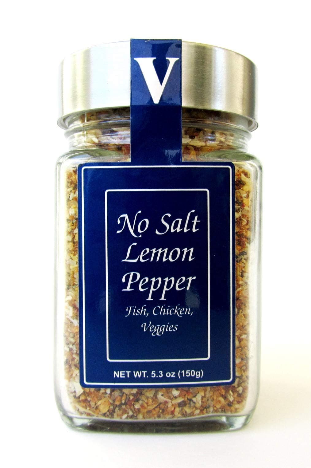 No Salt Lemon Pepper Seasoning - 6.0 oz Jar - Victoria Gourmet - Garlic, onion, peppers, lemon, salt free. Great with veggies chicken, salmon and shrimp
