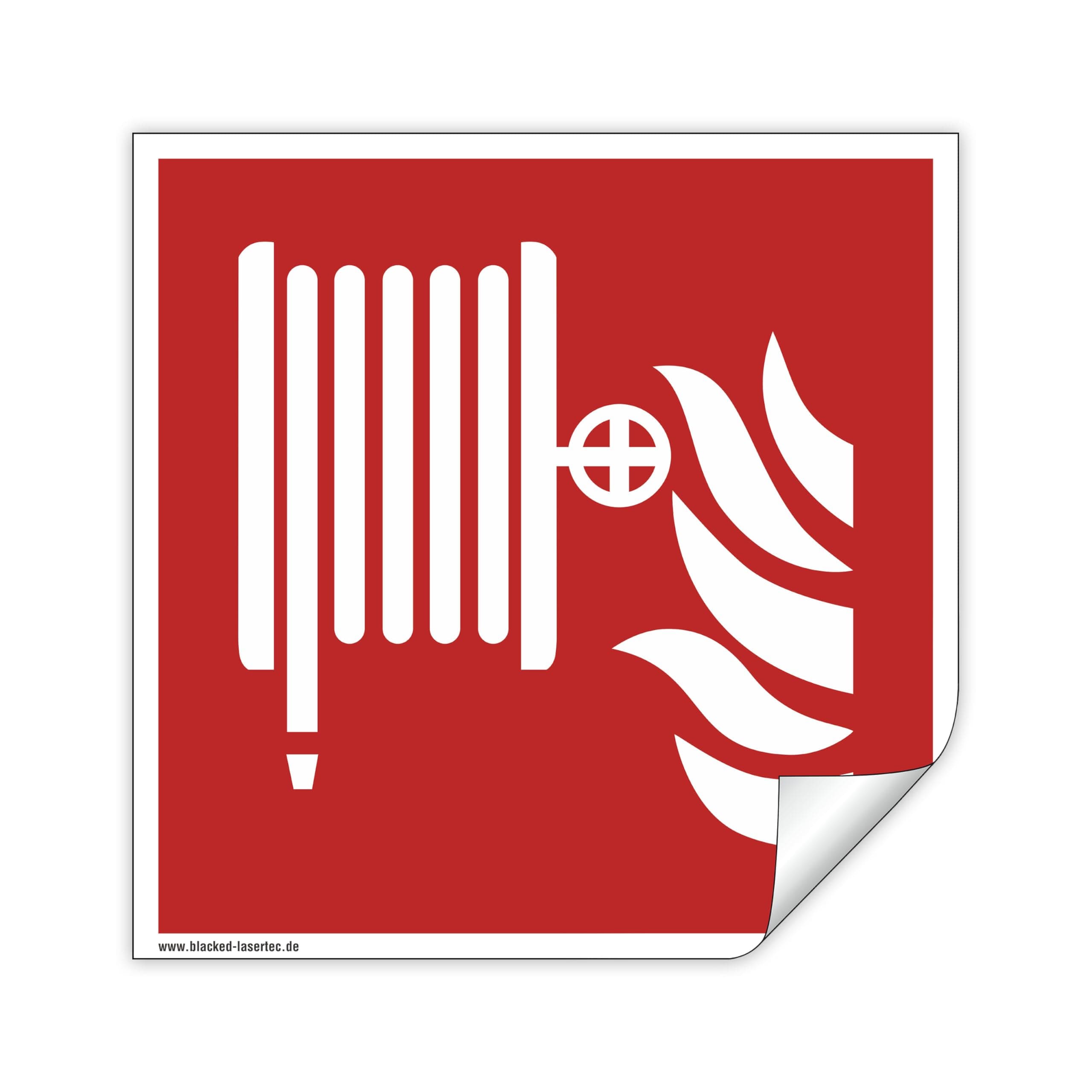 Sign Fire Hose F002 – ASR A1.3 – DIN EN ISO 7010 – Fire Protection Sign for Indoor and Outdoor Use – PVC Self-Adhesive (1, 200 x 200 mm)