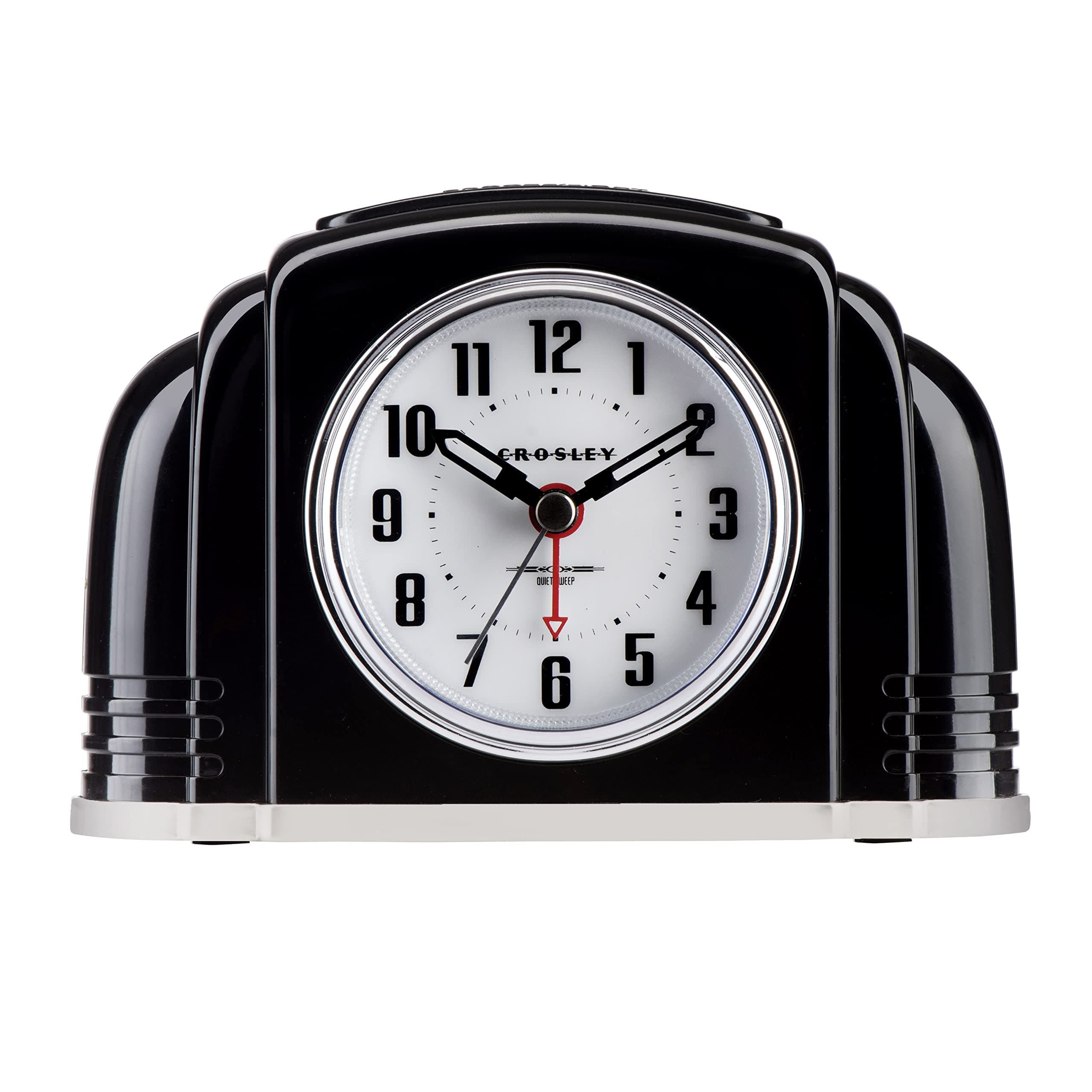 Crosley Vintage Art Deco Analog Alarm Clock, Quiet Sweep Non-Ticking, Automatic Dimmable Smart Light, Simple Controls, CR33388M