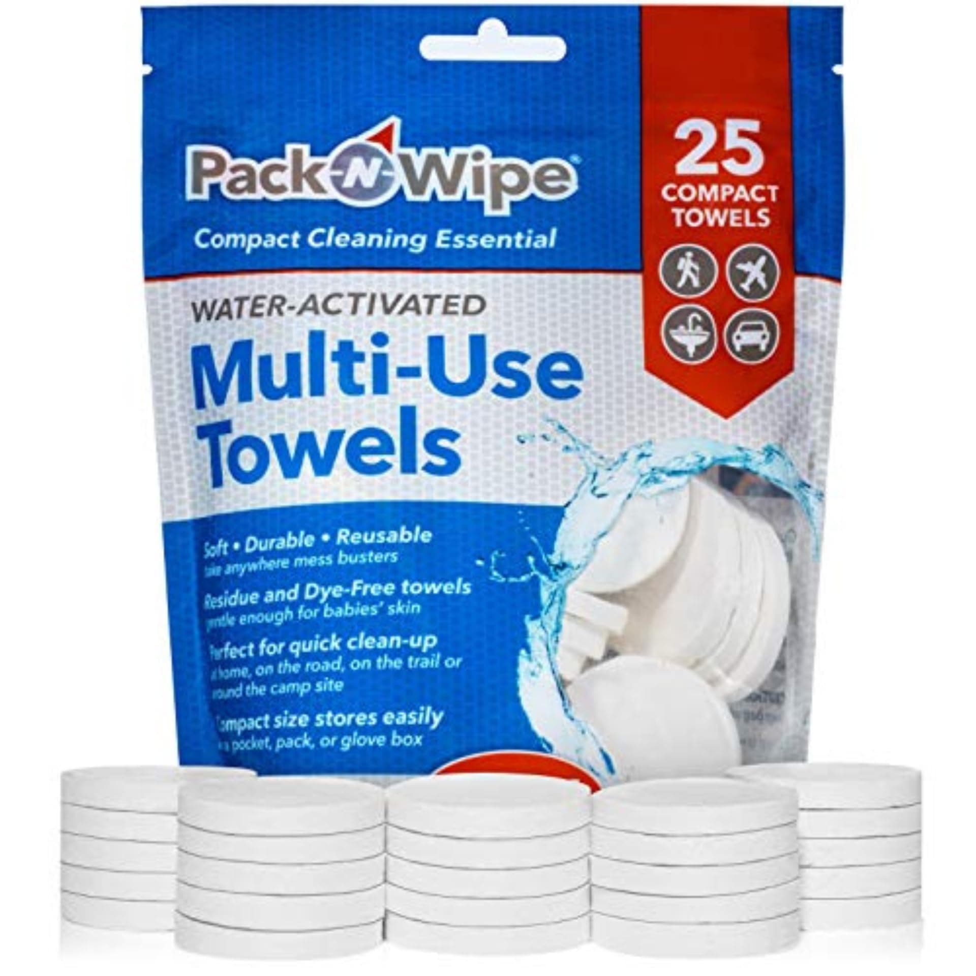 Compressed Disposable Towels - Soft, Durable, Reusable - Travel, Home, Outdoor Hand Towels - 8.5” x 11” - 25 Count (PNW-4)