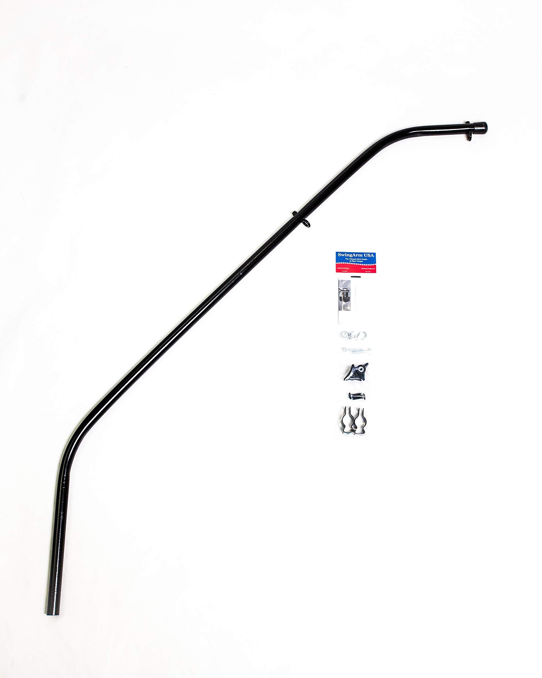 Strongest Extended Reach 60" Double Hook Swinging Bird Feeder Pole Holds 2 Feeders! Easy Refilling & No More Messy Decks! Made in The USA