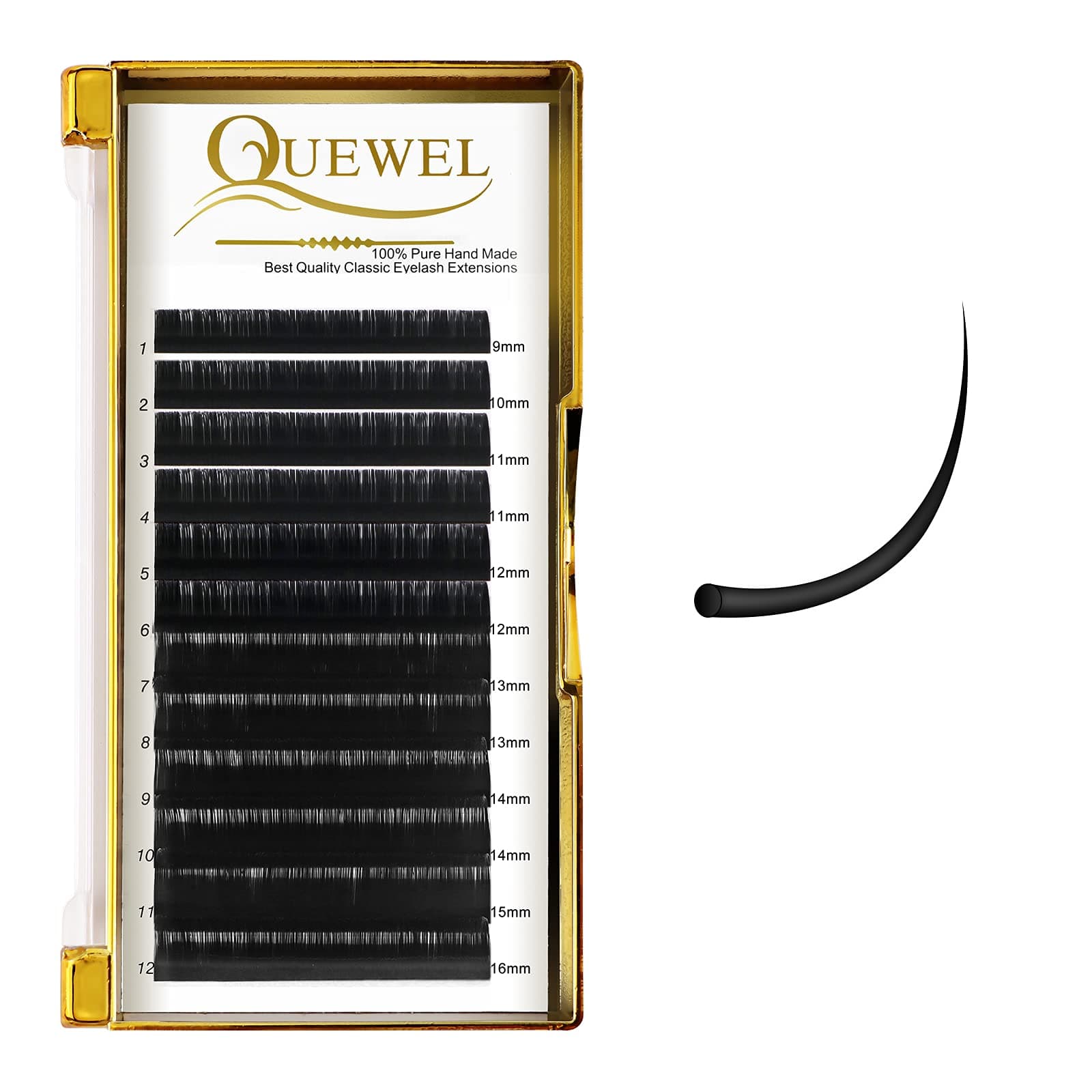Classic Eyelash Extensions 0.07 C MIX9-16mm Lashes Extensions Supplies C/D Curl Single Length 9-20mm Mixed Length 9-16mm/15-20mm by QUEWEL (0.07 C MIX9-16)