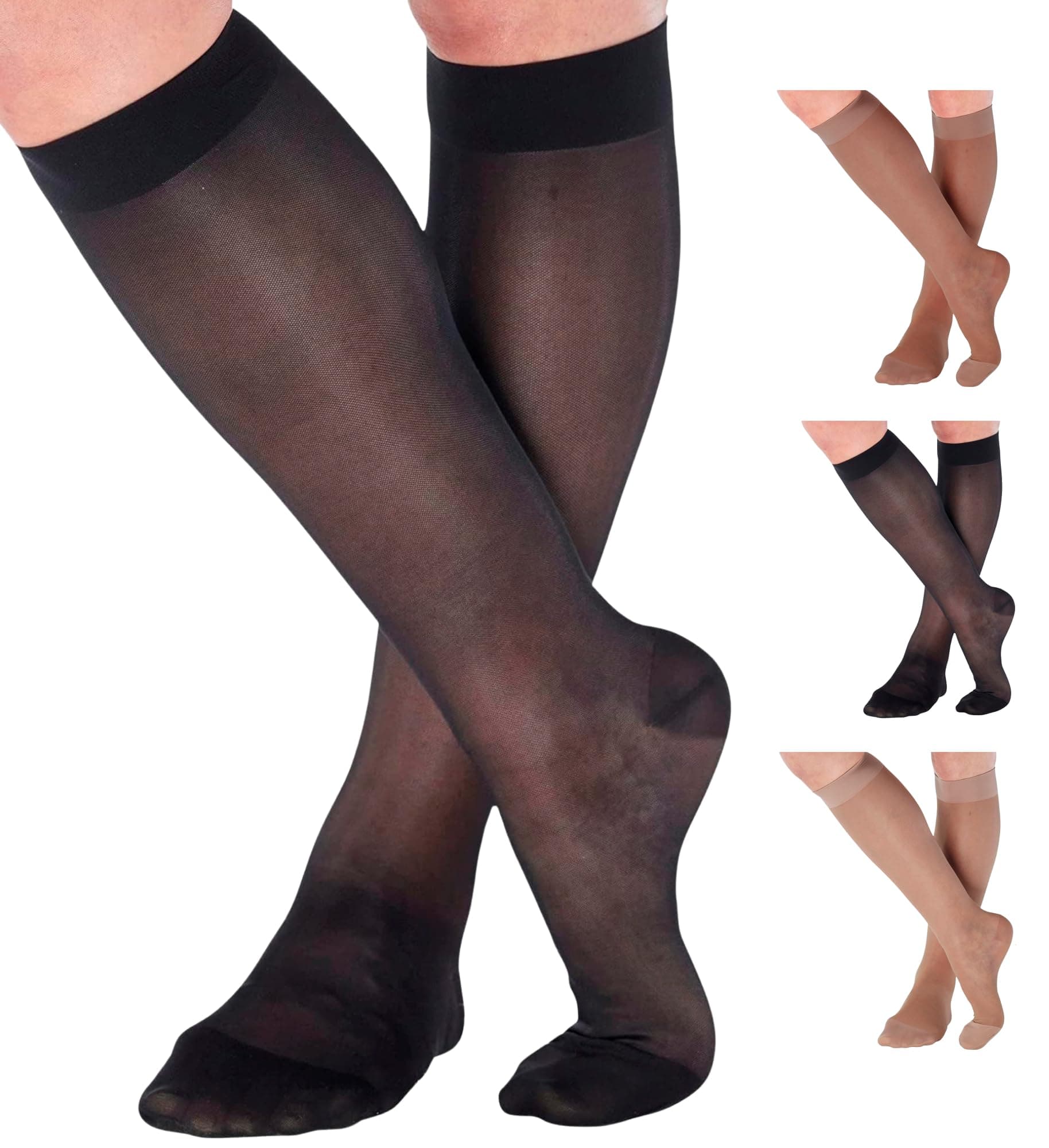 - ABSOLUTE SUPPORT - Compression Stockings for Women 20-30mmHg - Sheer Graduated Support Knee High for Varicose Veins Circulation, Edema, Arthritis, Leg Pain - Black, Medium - A205BL2