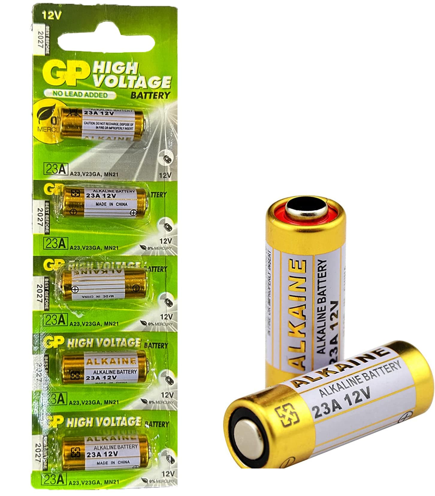 TECHBLAZE 23A Alkaline Battery 12V High Voltage Cell Batteries for Car Remote Control Lighter & Ther Electronics 23AE-C5 A23 MN21 LRV08 (Pack of 5)