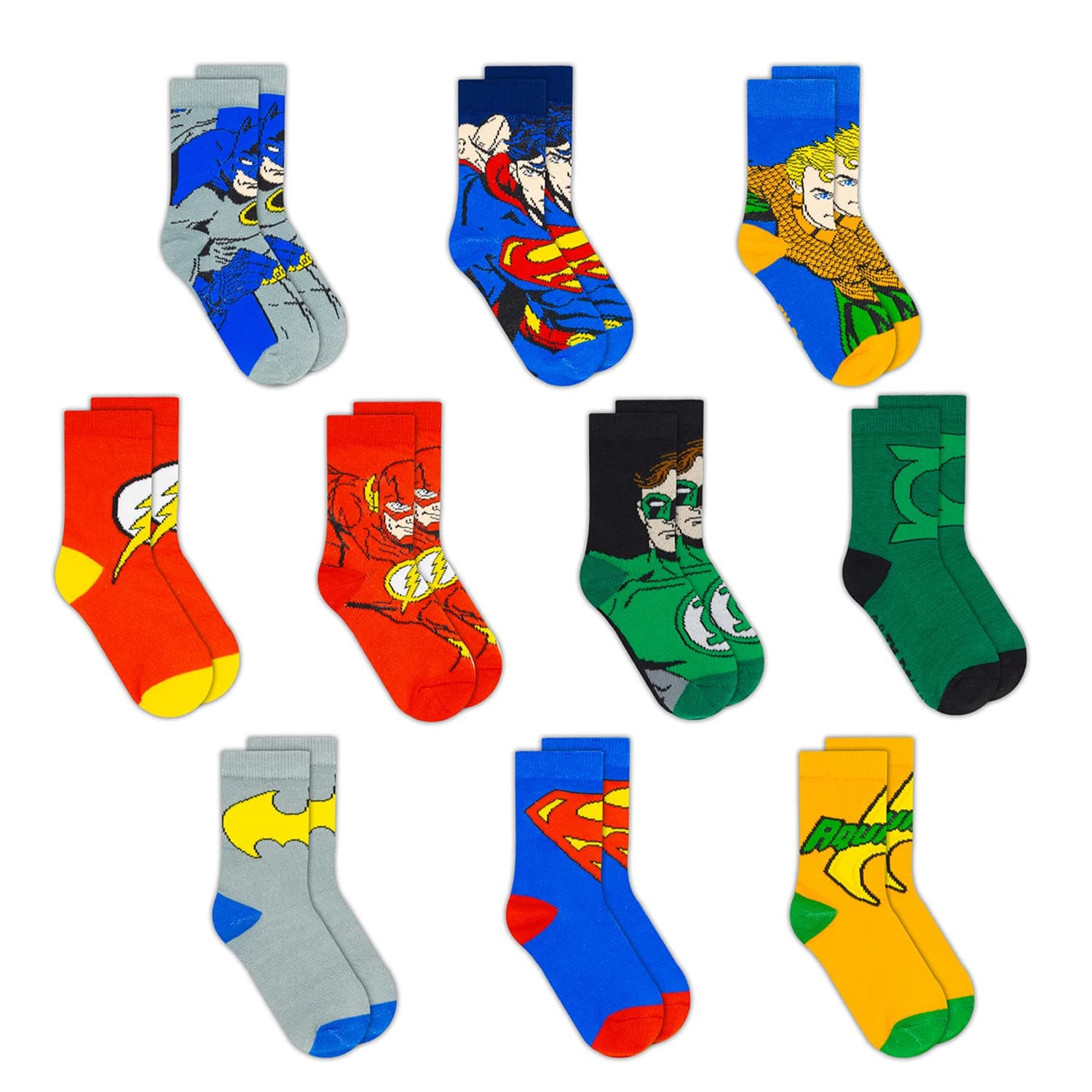 Socks for Boys, 10-Pack Boys Socks, Toddler Socks with The Batman, Superman, Wonder Woman, & Flash