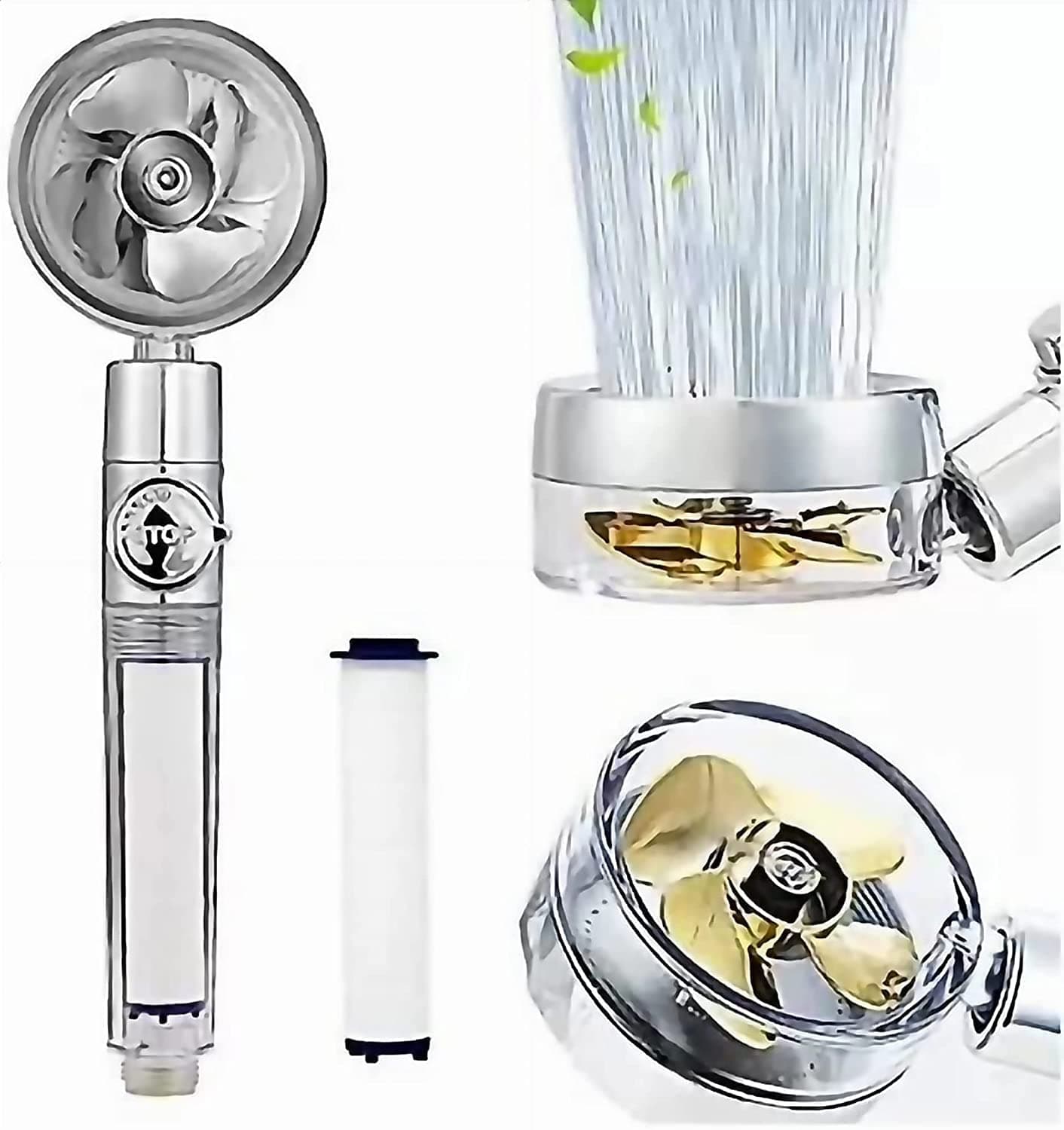 DANEEN High Pressure Shower Head Sprayer with extra filter & Teflon, filtration System for Reduce Hair Loss, Boost Skin, Filter, Purify and Save Water… (Turbo SILVER Showerhead)