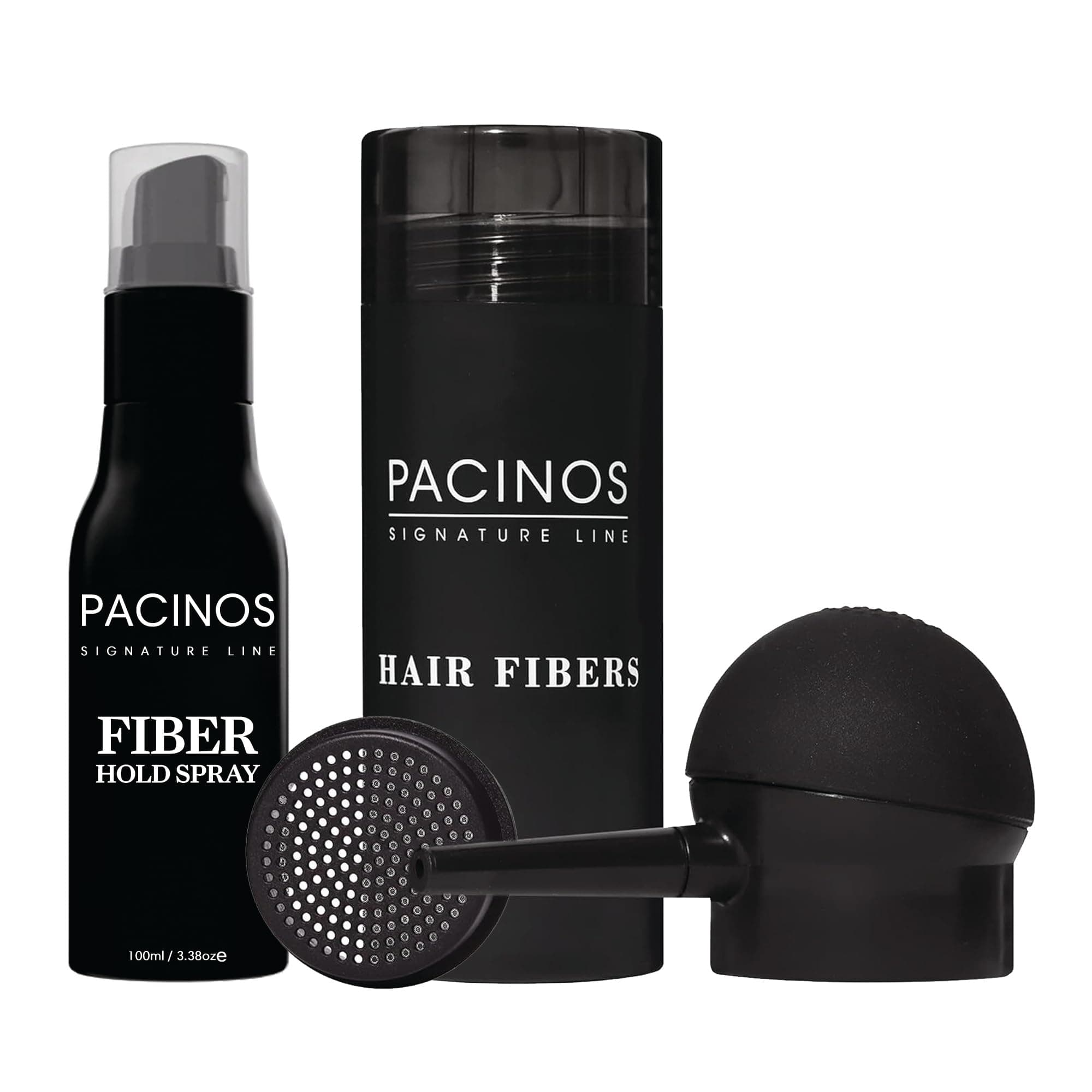 Hair Fiber Kit - Conceal Thinning Hair Instantly with Fiber Hold Spray - Black