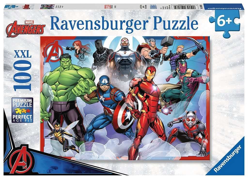 Marvel Avengers XXL 100 Piece Jigsaw Puzzle for Kids Extra Large Pieces Bright Action Superhero Design Premium Quality Cardboard Encourages Focus Creativity and Family Fun