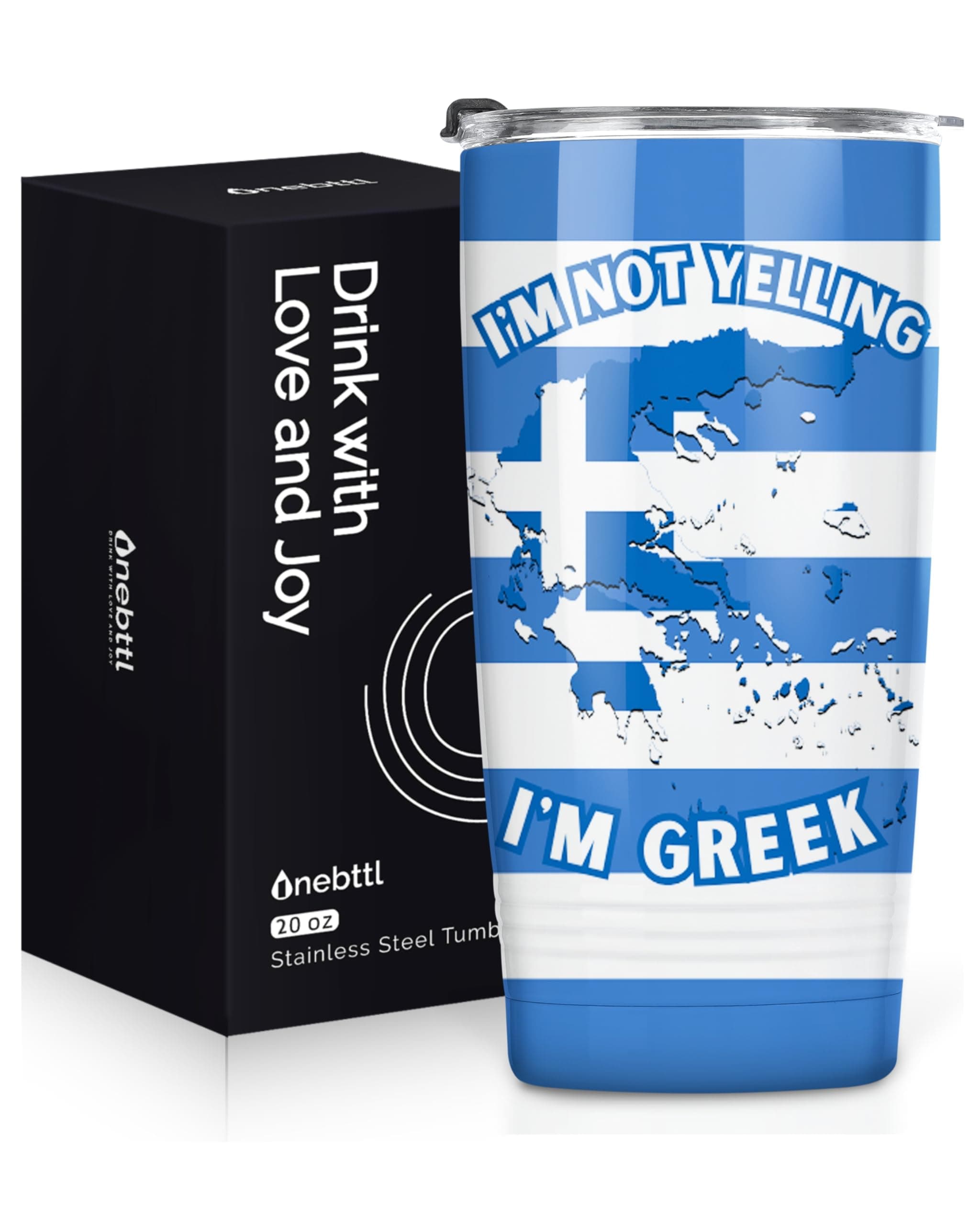 Onebttl Greek Gifts for Men and Women, Gifts on Greek National Day, Birthday and Christmas, 20 oz Insulated Stainless Steel Tumbler - I'M GREEK