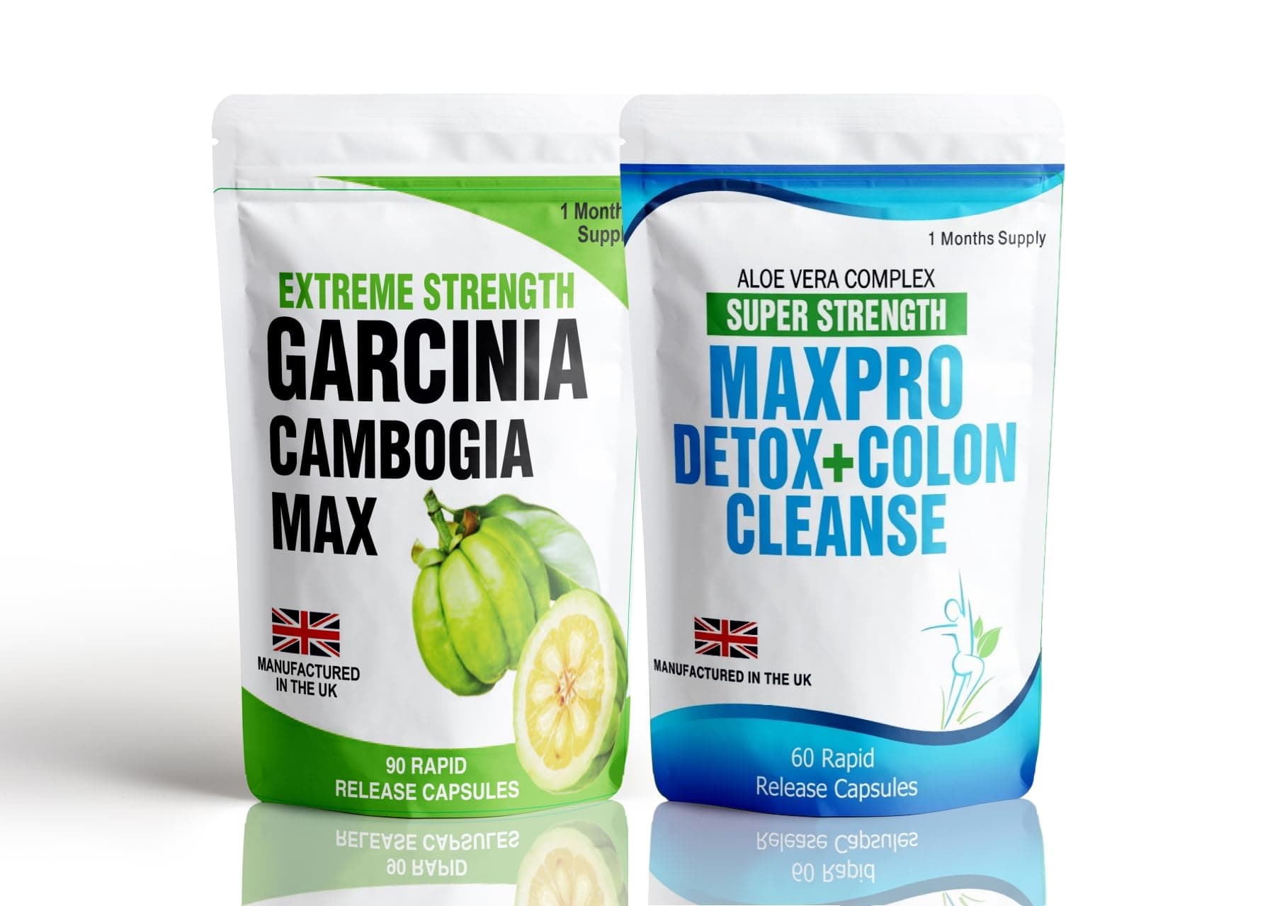 1 x 90 Garcinia Cambogia Plus 1 x 60 Colon Cleanse Clean Weight Loss Detox Supplement Slimming Diet Pills Free Meal Plan & Dieting Tips