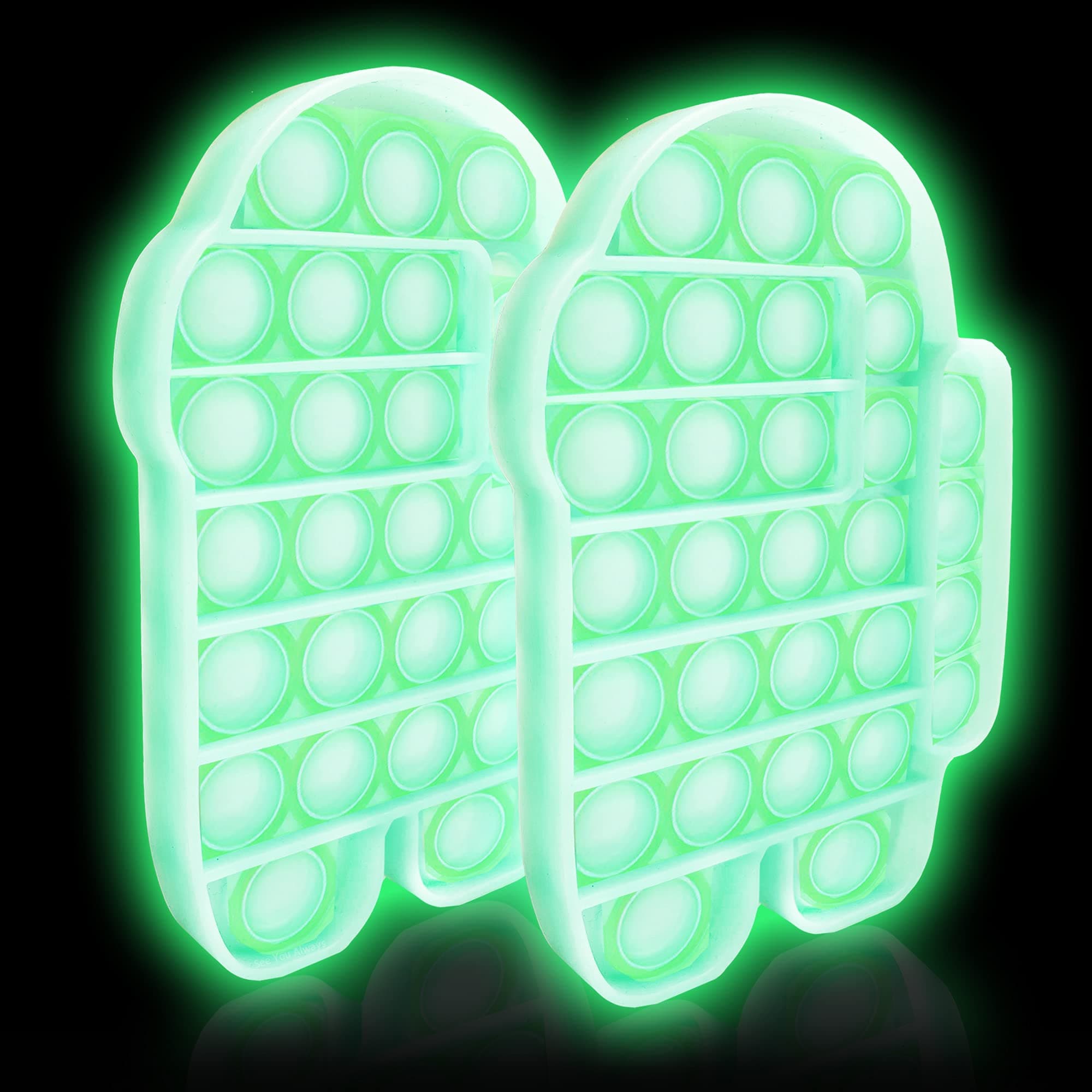 Pop Fidget Toy, 2 Pack Glow in The Dark Push Pop Bubble Fidget Sensory Toys to Relax and Keep Busy for Kids Adults, Bubble Fidget Popper Stress Reliever Toys for Autism ADHD Special Needs