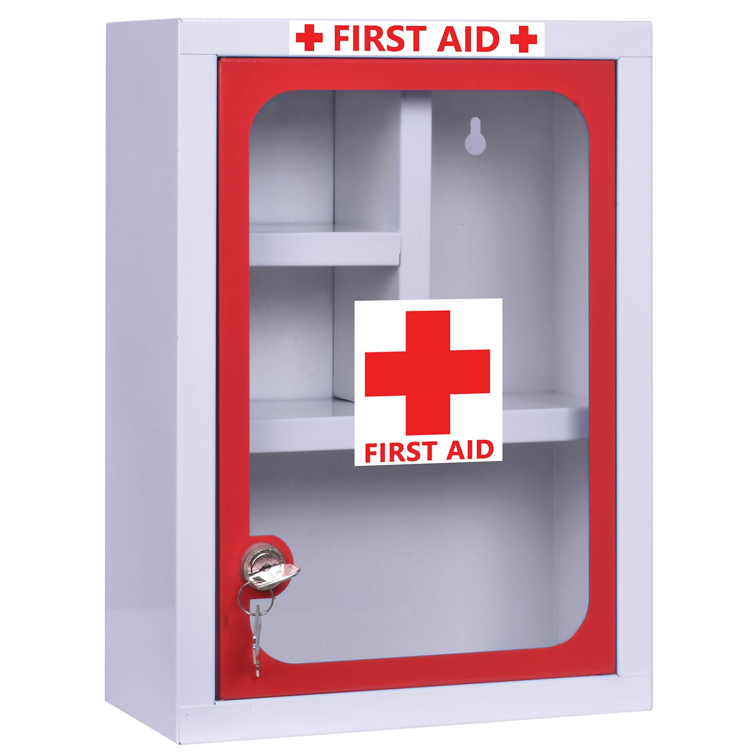 Plantex First Aid Box/Medicine Storage/Emergency First Aid Kit Box/Medical Storage for Home, School & Office/Medicine Organizer with Multi Compartment - (Red & White) – Big Size Wall Mount – GI Steel