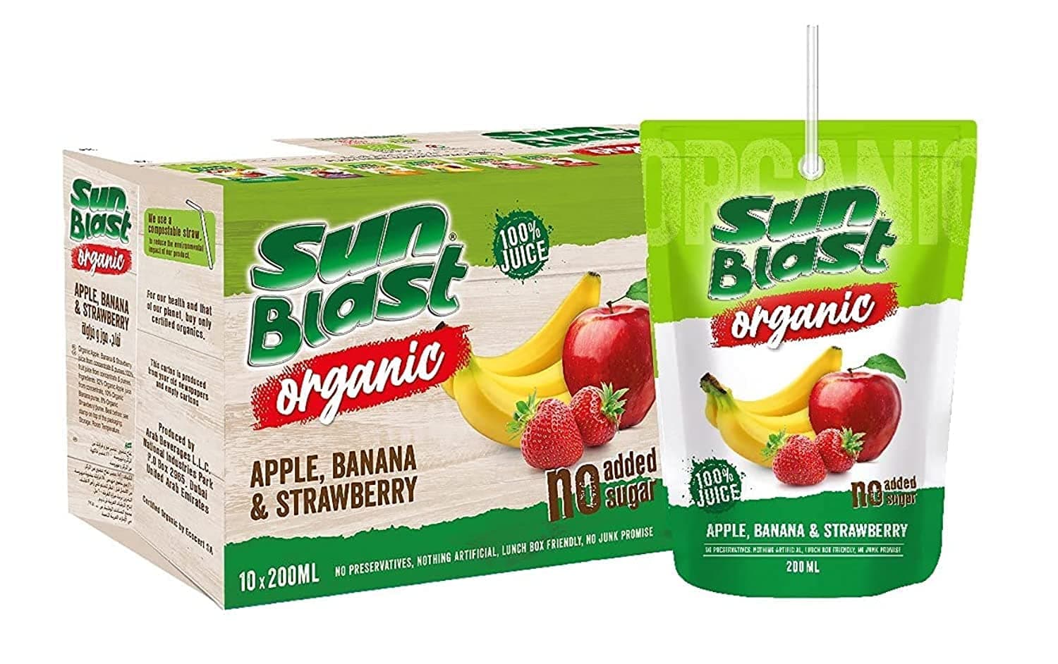 Sun Blast Apple Banana and Strawberry Juice 10-Pieces 200 ml