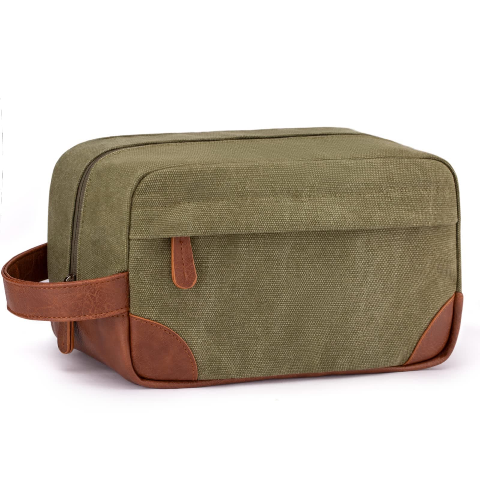 Travel Toiletry Bag - Hanging Toiletry Bag for Men Water Resistant Canvas Shaving Bag with Large Capacity for Travel - Green
