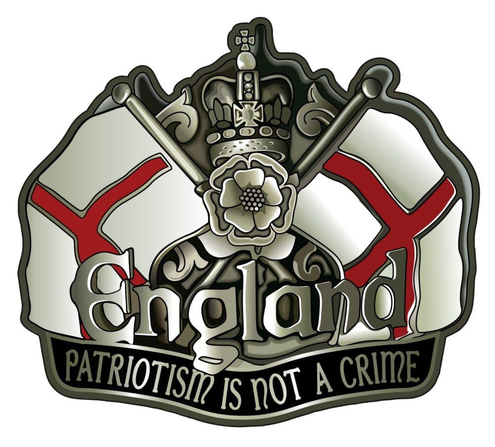 ENGLAND STICKER PATRIOTISM IS NOT A CRIME - Ideal for cars, tablets, laptops, phones, scooters.