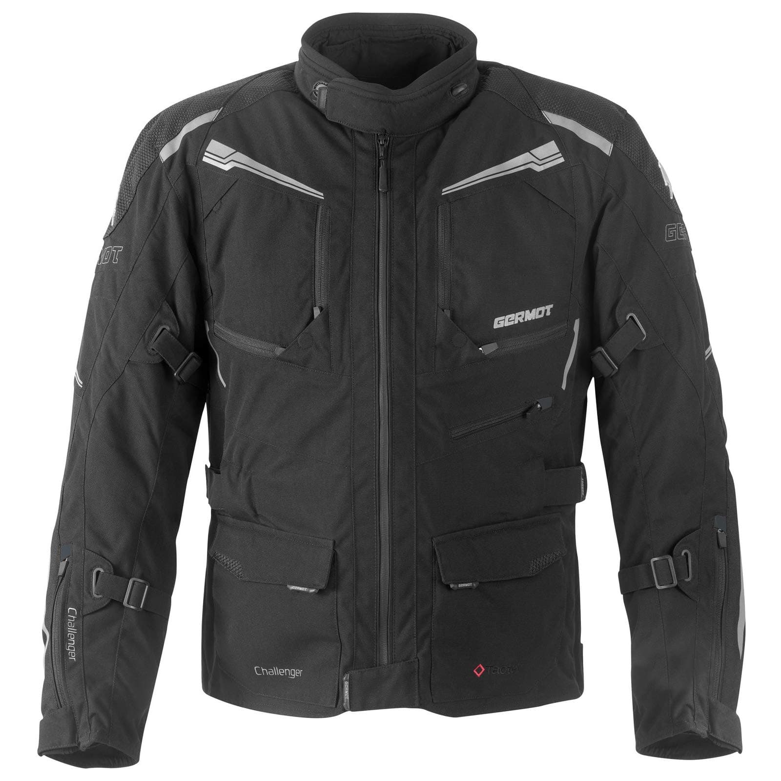Germot Challenger Textiljacke Motorrad Jacke Taschen Hochwertig Stretch Herausnehmbares Futter, 421000, Farbe Schwarz, Größe XL
