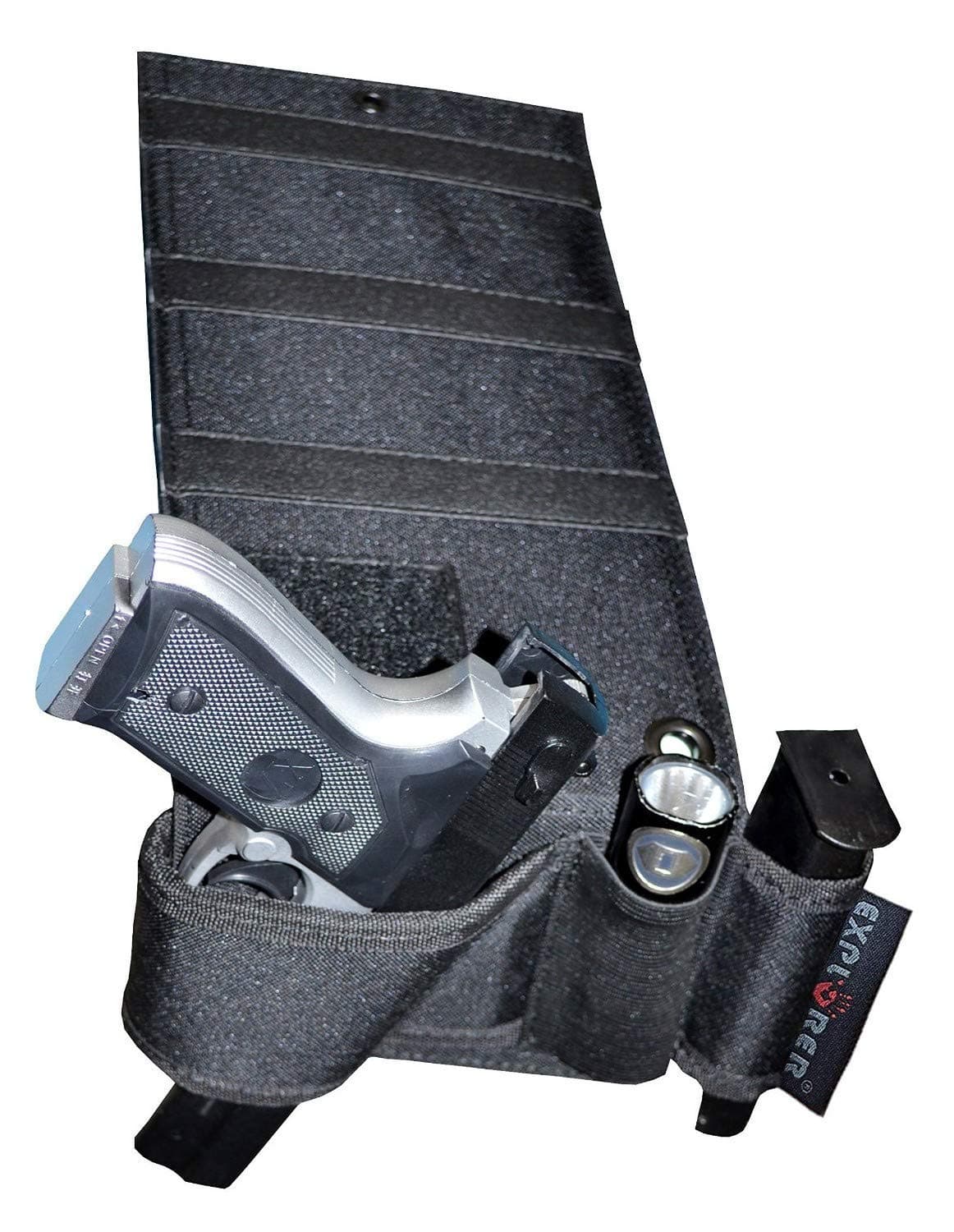 Adjustable Under Mattress Bedside Pistol Holster Car Seat Desk Closet Gun Handgun Holster with Flashlight Loop Magazine Holder