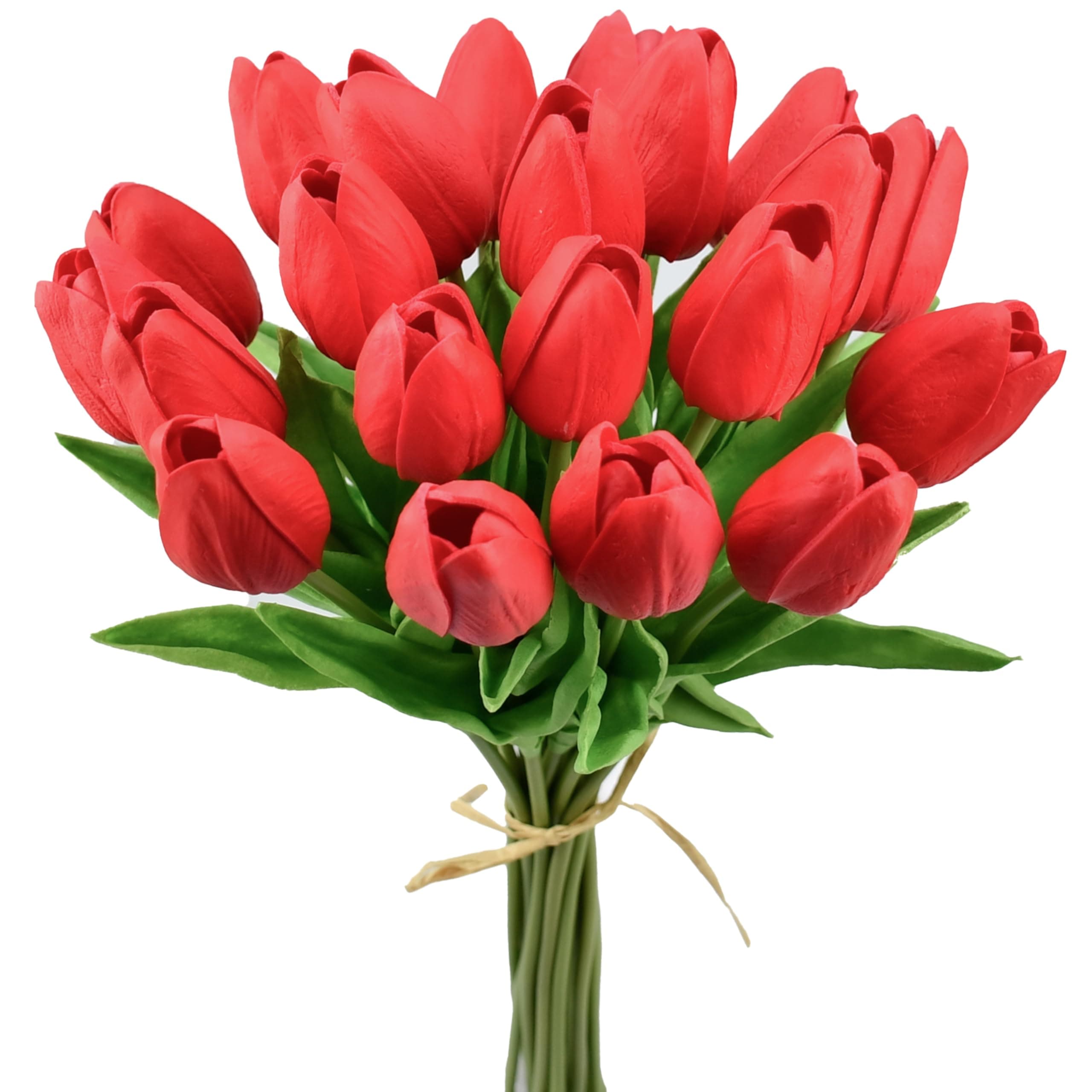 Mandy's (Red) - 20pcs red 36cm Artificial Latex Tulips Flowers for Party Home Decoration(vase not Include)
