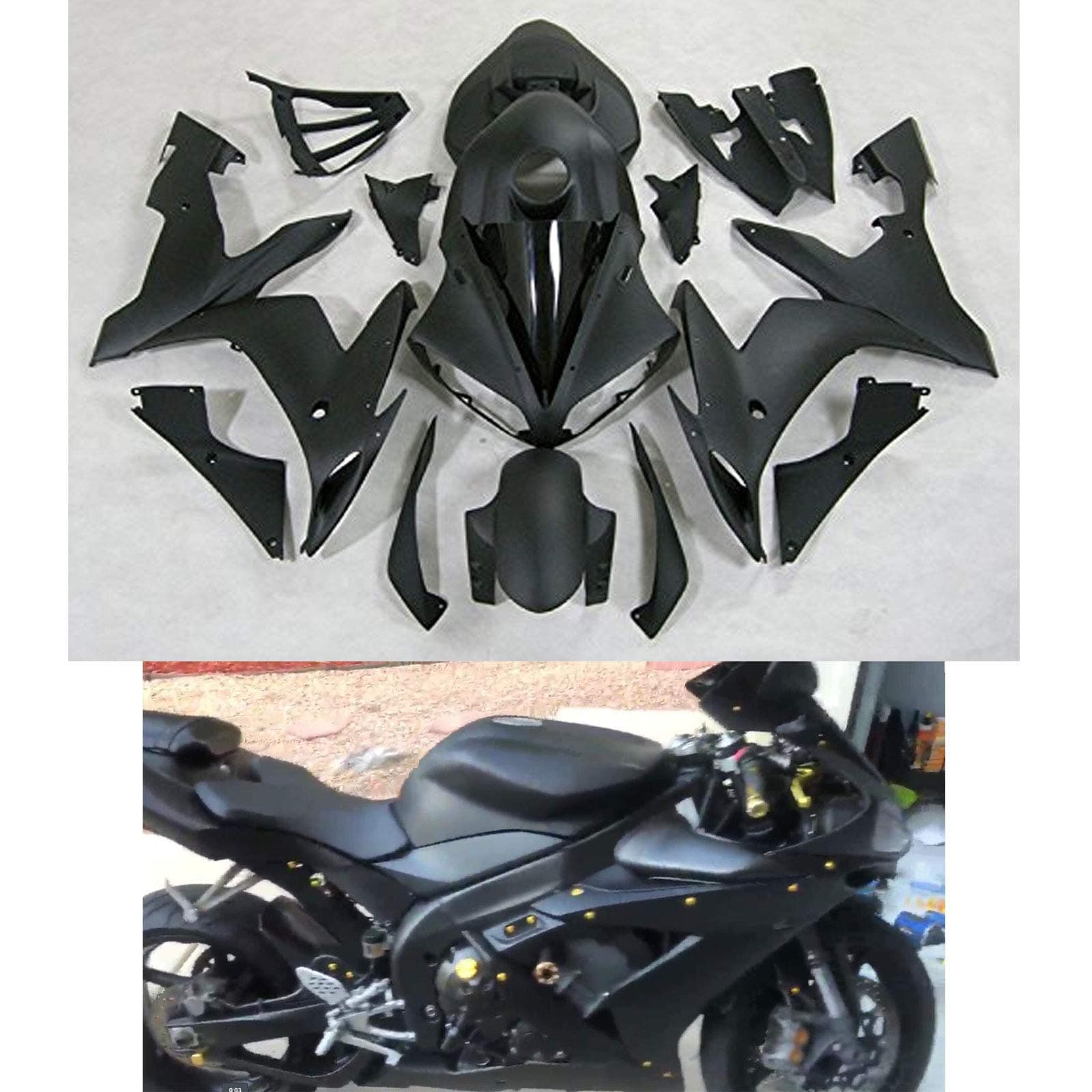 Moto Onfire Fairings Kits For 04 05 06 Yamaha YZF-R1 2004 2005 2006 Fairings Body Kits Full Tank Cover(Aftermarket Matte Black ABS Injection Plastic)
