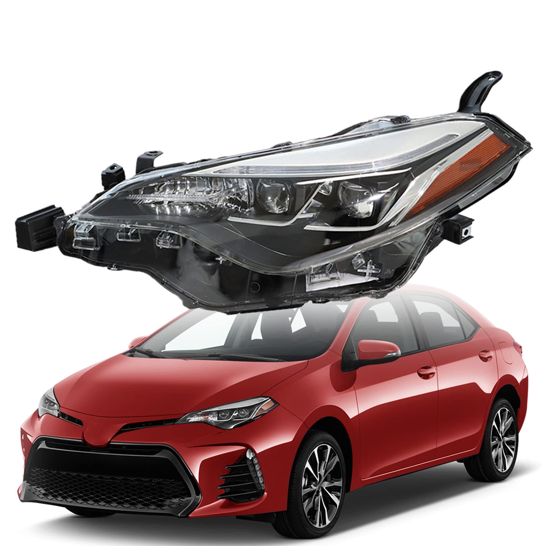 munirater 1-Pack LH Projector Headlight Headlamp Assembly Set Replacement for Corolla SE XLE XSE 2017 2018 2019 Sedan Driver Side Headlamps