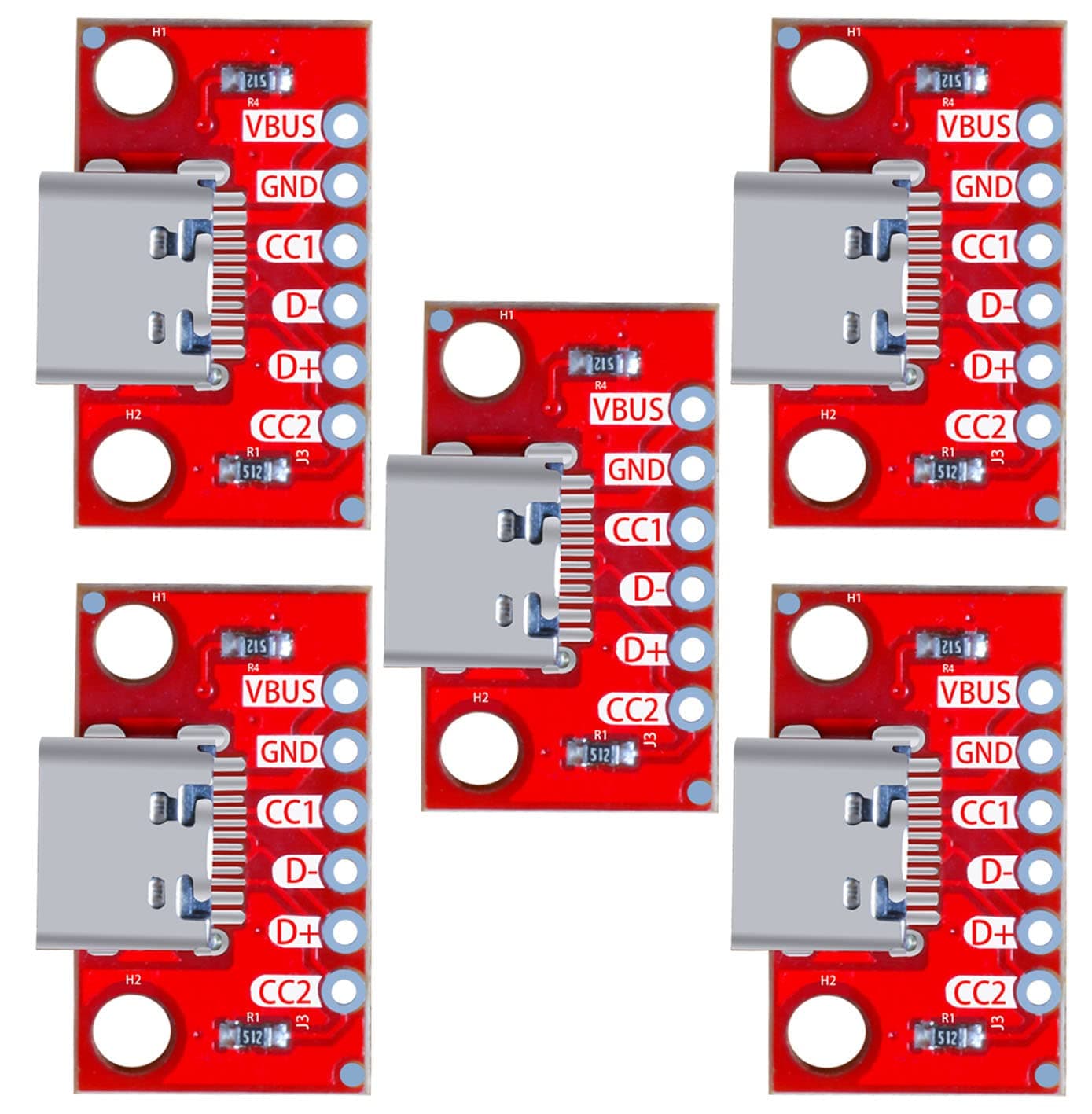 USB Type-C Breakout Board Serial Basic Breakout Female Connector Type PCB Converter Board (5 PCS)