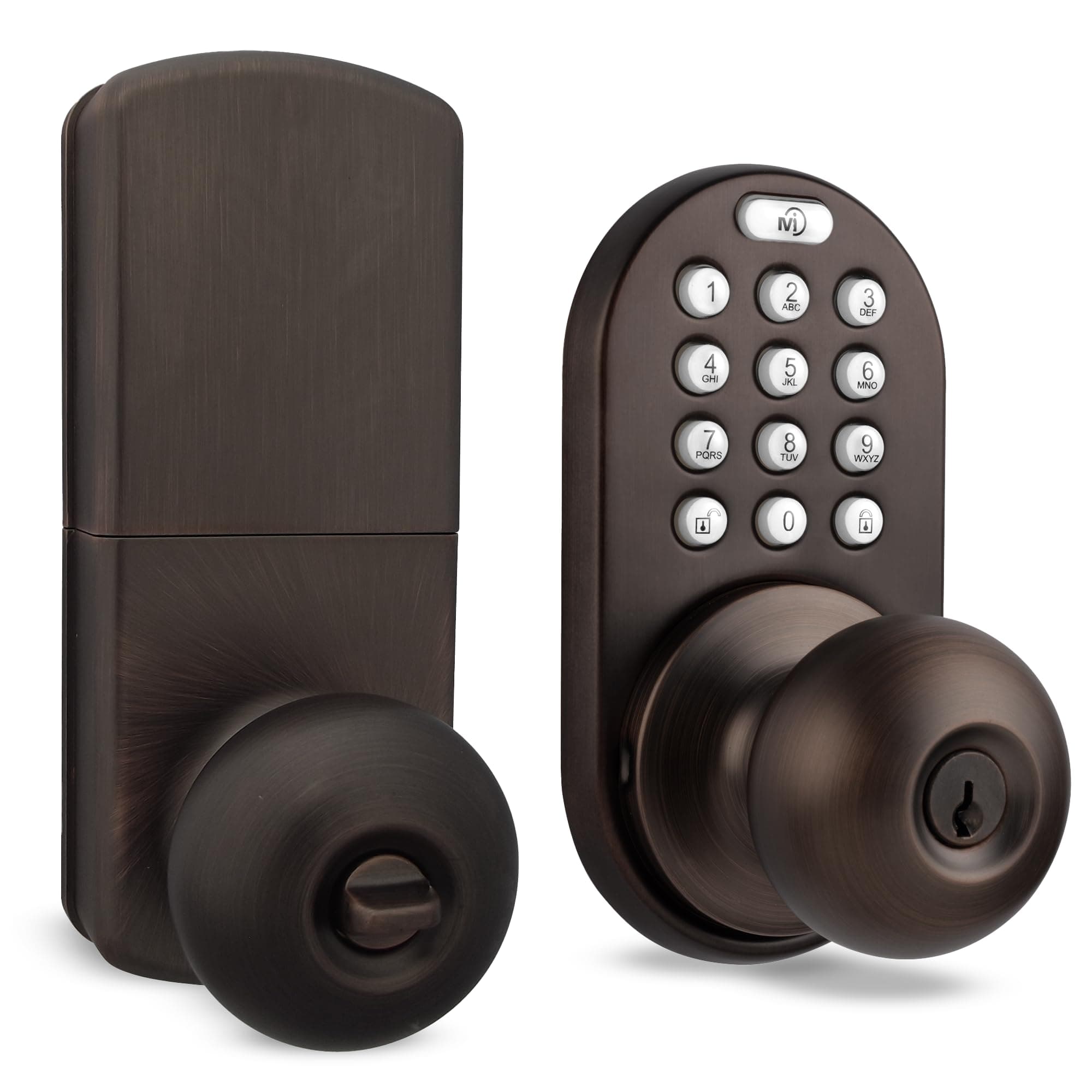 MiLocks TKK-02OB Digital Door Knob Lock with Electronic Keypad, Oil Rubbed Bronze, Keypad Lockable