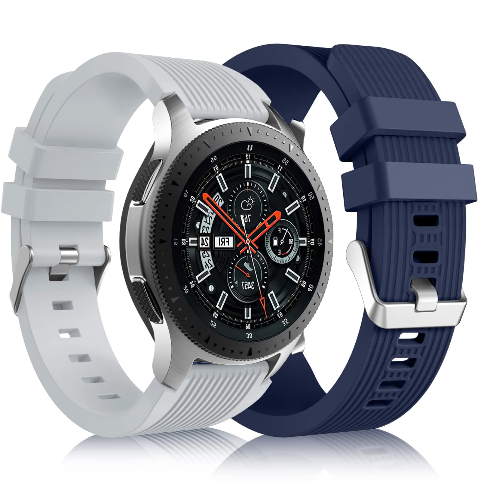 Lerobo [2 Pack Band Compatible with Samsung Galaxy Watch 3 Band 45mm/Galaxy Watch 46mm Bands/Gear S3 Frontier,22mm Smart Watch Band Silicone Sport Straps for Women Men NavyBlue Gray