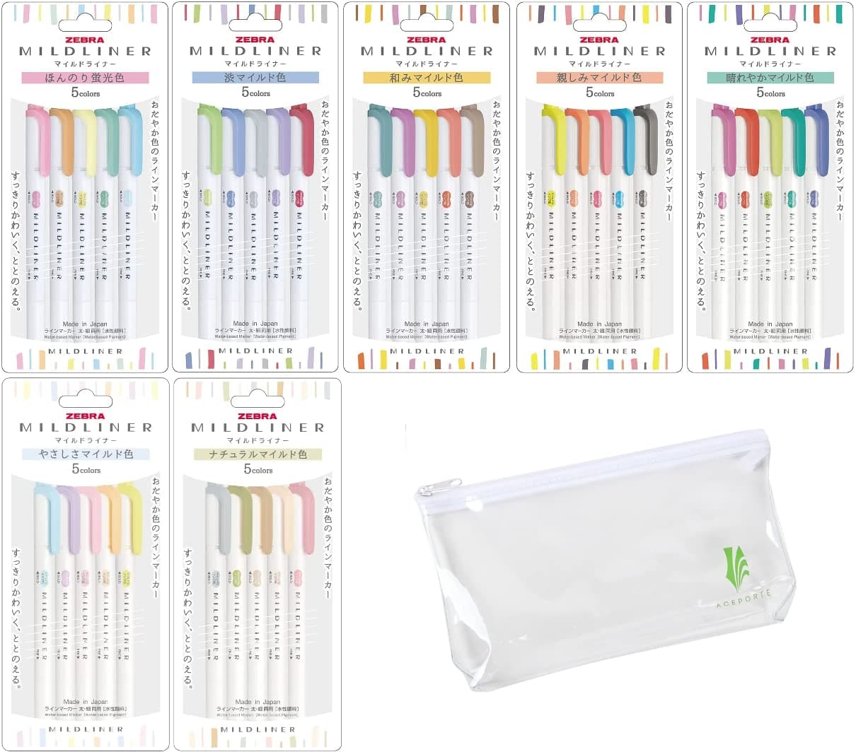 Highlighter pen markers, 7-Pack (WKT7-5C / WKT7-5C-NC / WKT7-5C-RC / WKT7-N-5C / WKT7-5C-HC / WKT7-5C-YC / WKT7-5C-NTC) 35 Color Full Range Set