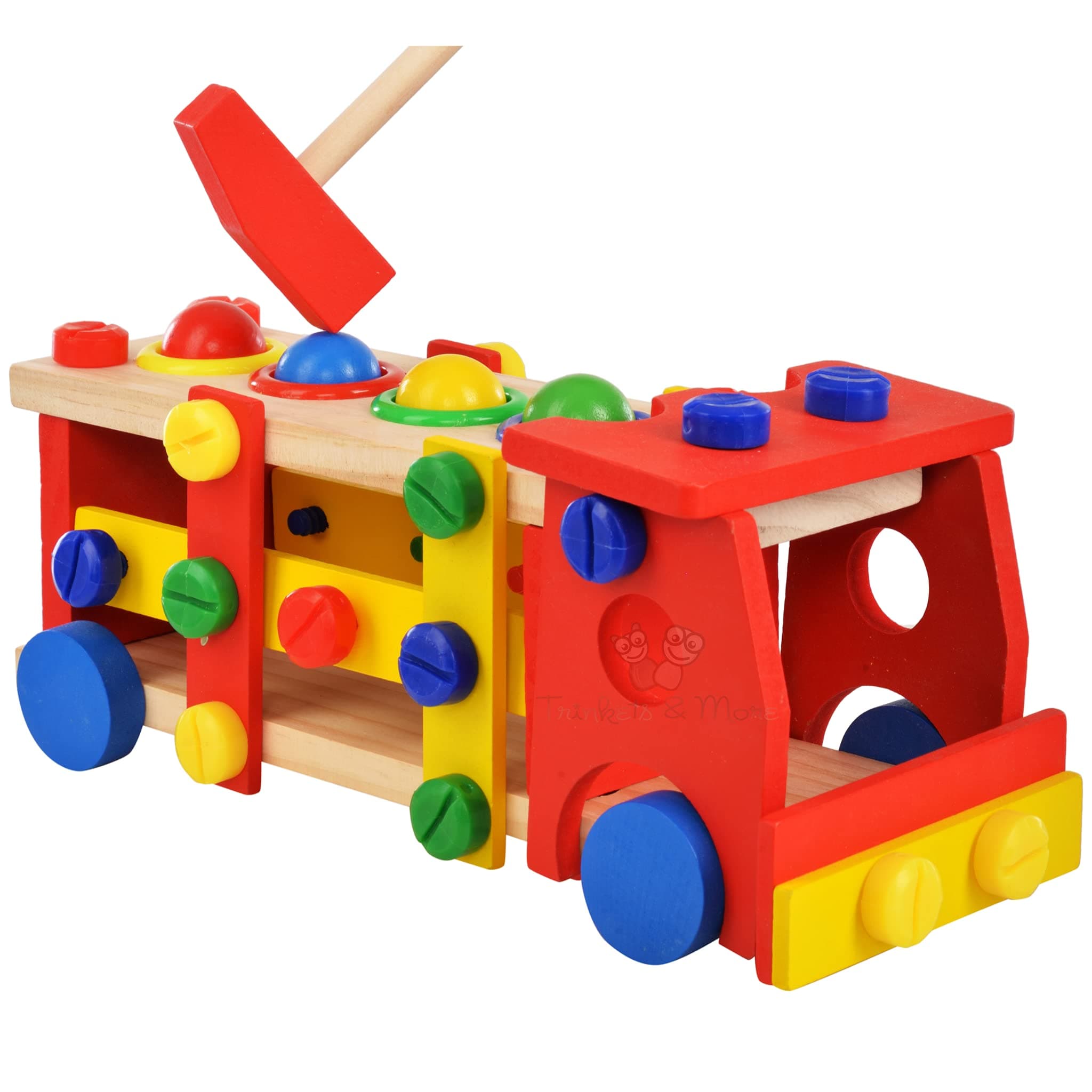 2 in 1 DIY Screw Car Vehicle Hammer Ball | Reassembly Multifunction Building Blocks | Knock Tinker Toy (36 Pieces) | Educational Toy Kids 3+Years