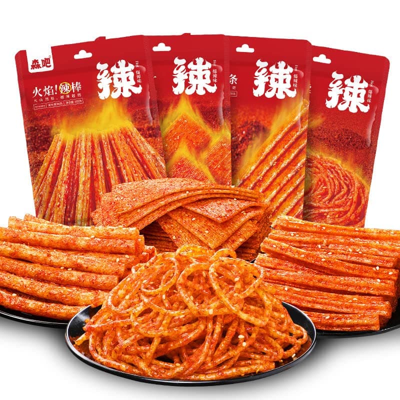 Flame Hot Strips, Hot Slices, Online Hot and Spicy Snacks (108g/Bag) Spicy Strips Chinese Snack Hot Silk, Gluten, Leisure Snacks,lataio Spicy Strips Latio (Hot Plate,2 bag)