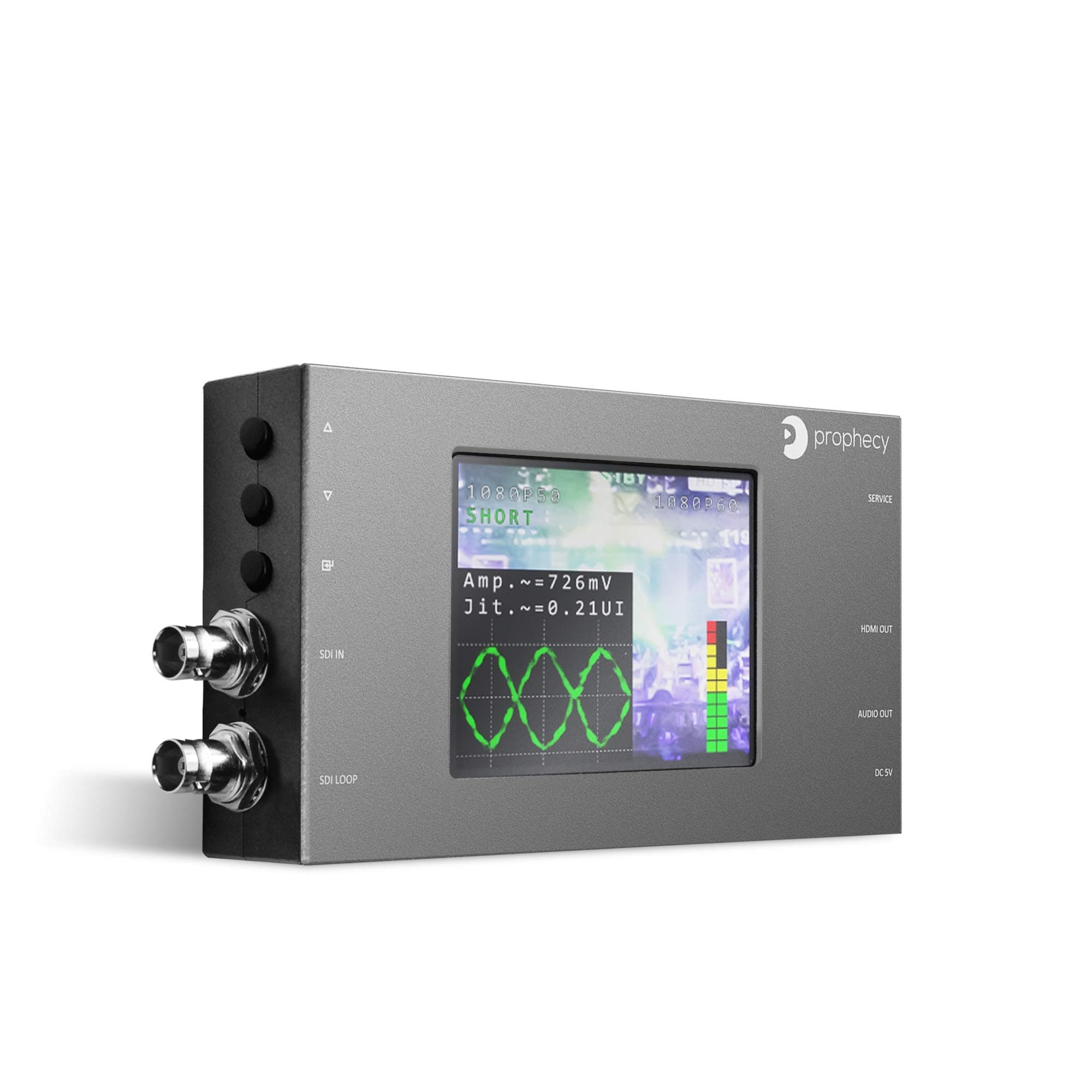 Prophecy 3G-SDI to HDMI Converter Scaler with 3.5” LCD Panel – SDI Loopout, On-Screen Monitoring and Control, Eye Diagram, Test Pattern Generator, 1080p 60Hz, Firmware Upgradable