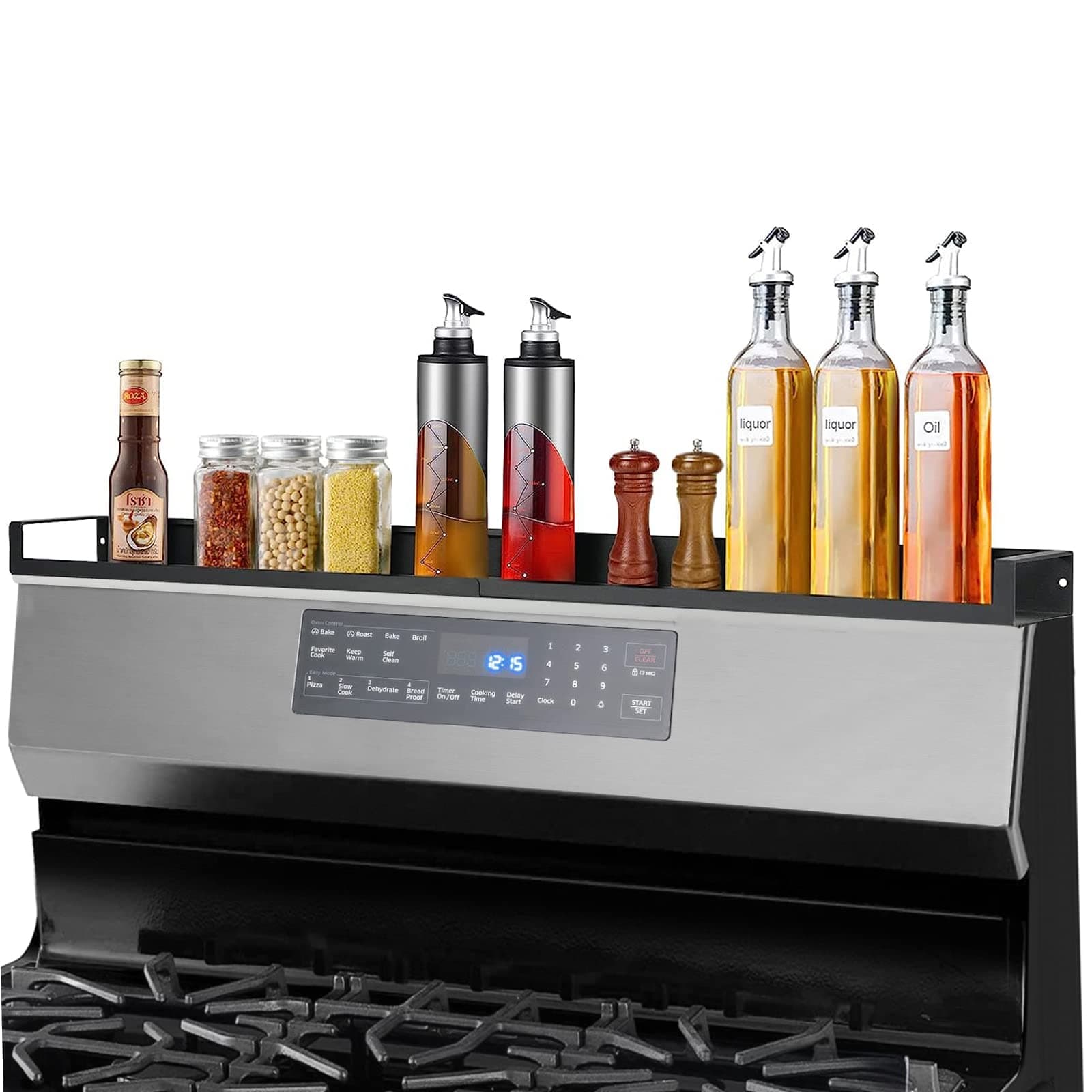 TUYOARTKitchen Shelf for Stove Top - Upgrade 30" Magnetic Shelf for Kitchen Stove， 2pcs 15" Steel for Kitchen Storage Over Stove Spice Rack Organizer，Compatible with Most Flat Top Stoves