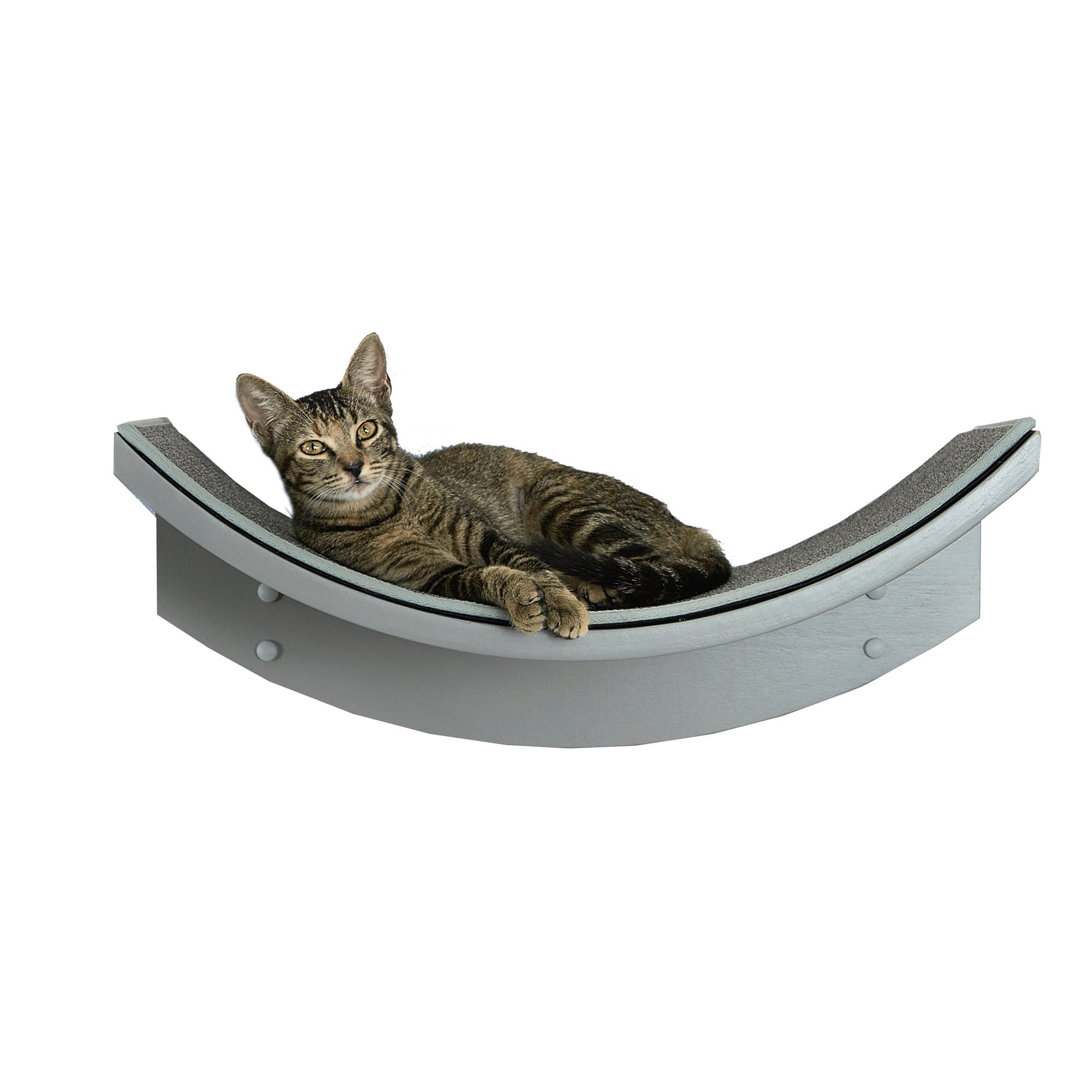 The Refined Feline Lotus Leaf Cat Shelf, Modern Sturdy Curved Design Cat Wall Perch, Elegant Wood Wall Mounted Cat Bed Furniture