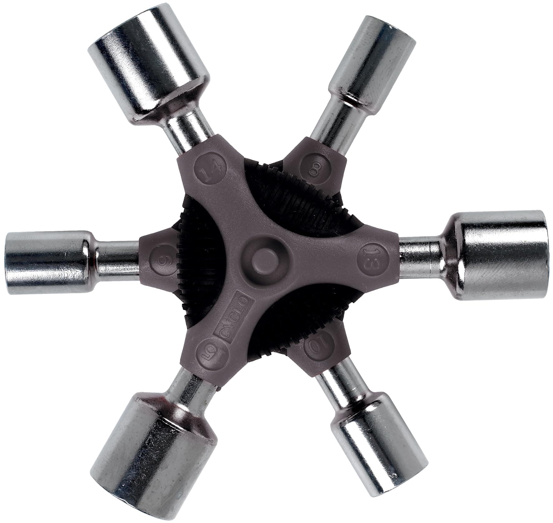 Cyclo Pro-series Mini ‘Y’ Bike Socket Wrench Set - Sizes 8, 9, 10, 13, 14, 15 mm - Wrenches Chrome Plated with Hardened Sockets, Grey