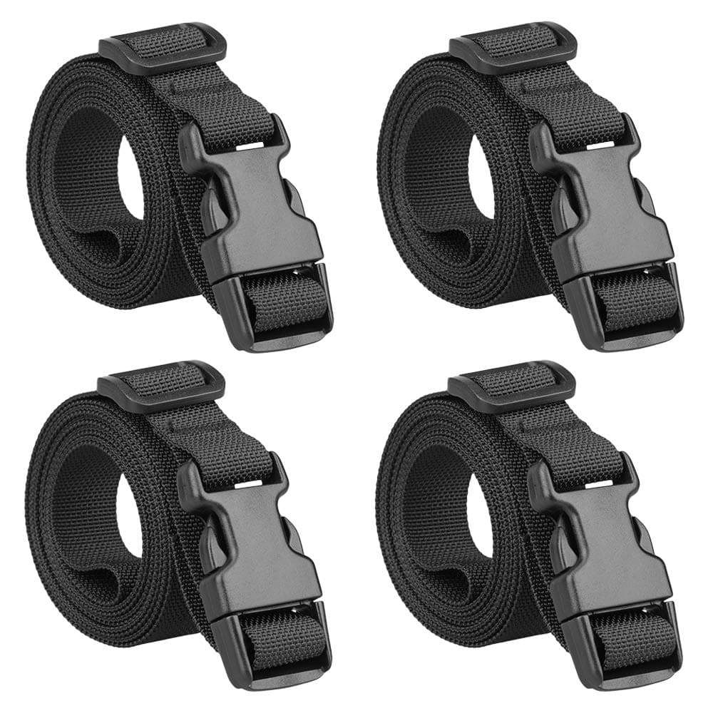 JETEDC78-Inch Molle Utility Strap 1-inch Belt with Slide-Release Buckle for Backpack (Black(4-Pack))