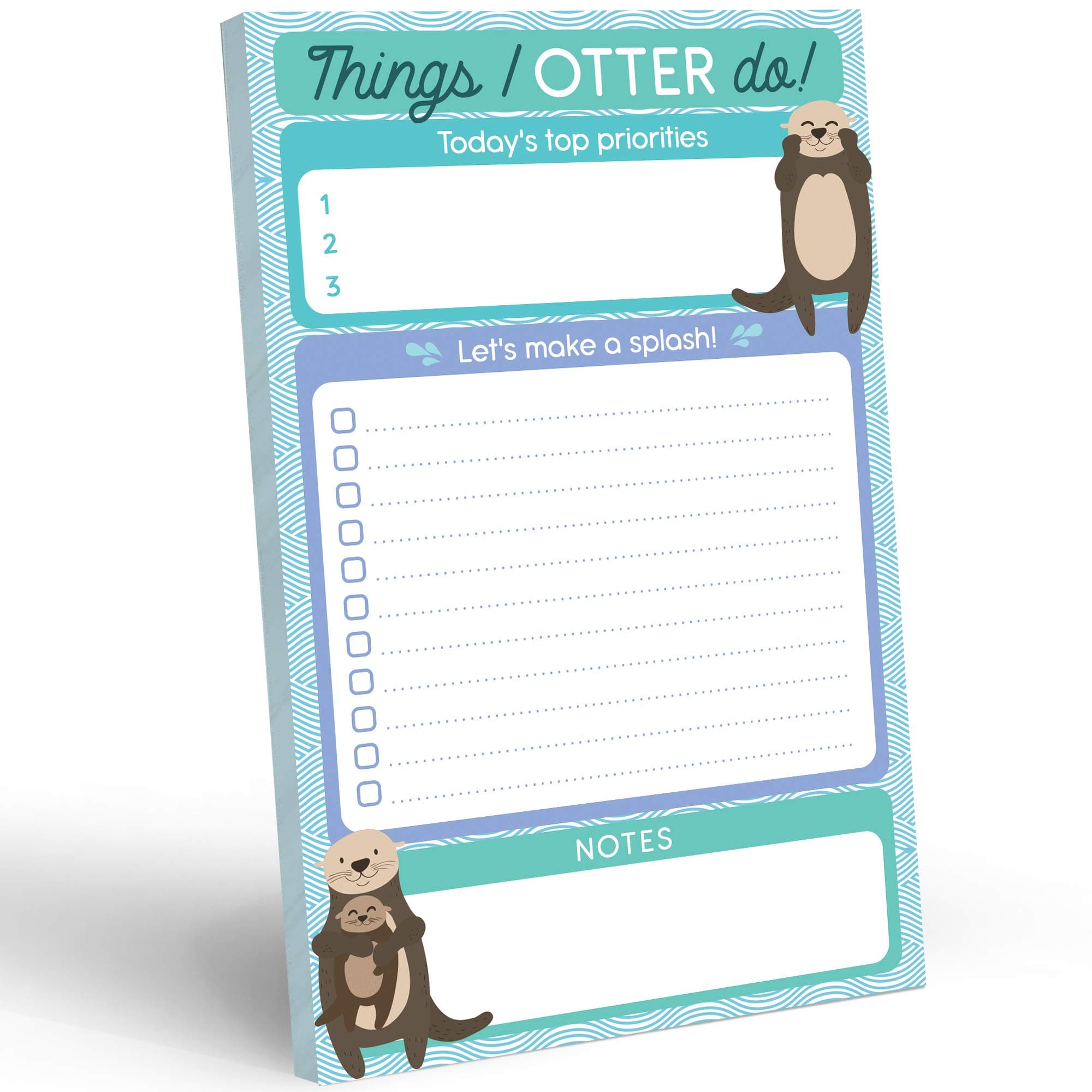 Daily To Do List Notepad - 50 Sheets 5.5 x 8.5” Productivity Task Planner and Habit Tracker Pad - Cute Otter Gift Idea and Office Supplies to Reach Goals and Track Tasks and Appointments