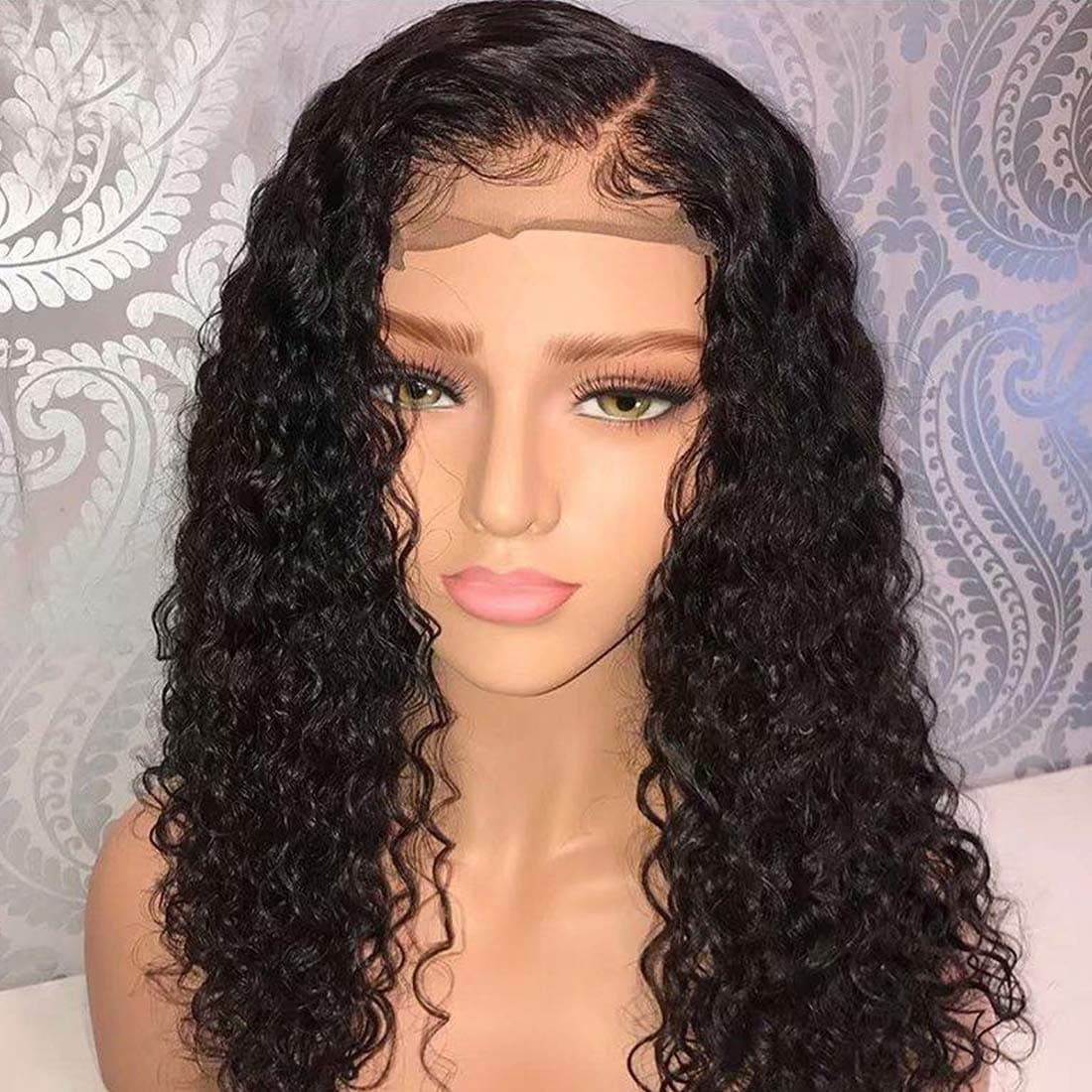 SMHair 360 Lace Frontal Wig Deep Curly 150% Density Pre-Plucked Hairline Brazilian Virgin Glueless 360 Human Hair Wigs for Black Women Natural Color and Baby Hair (20inch with 150% density)