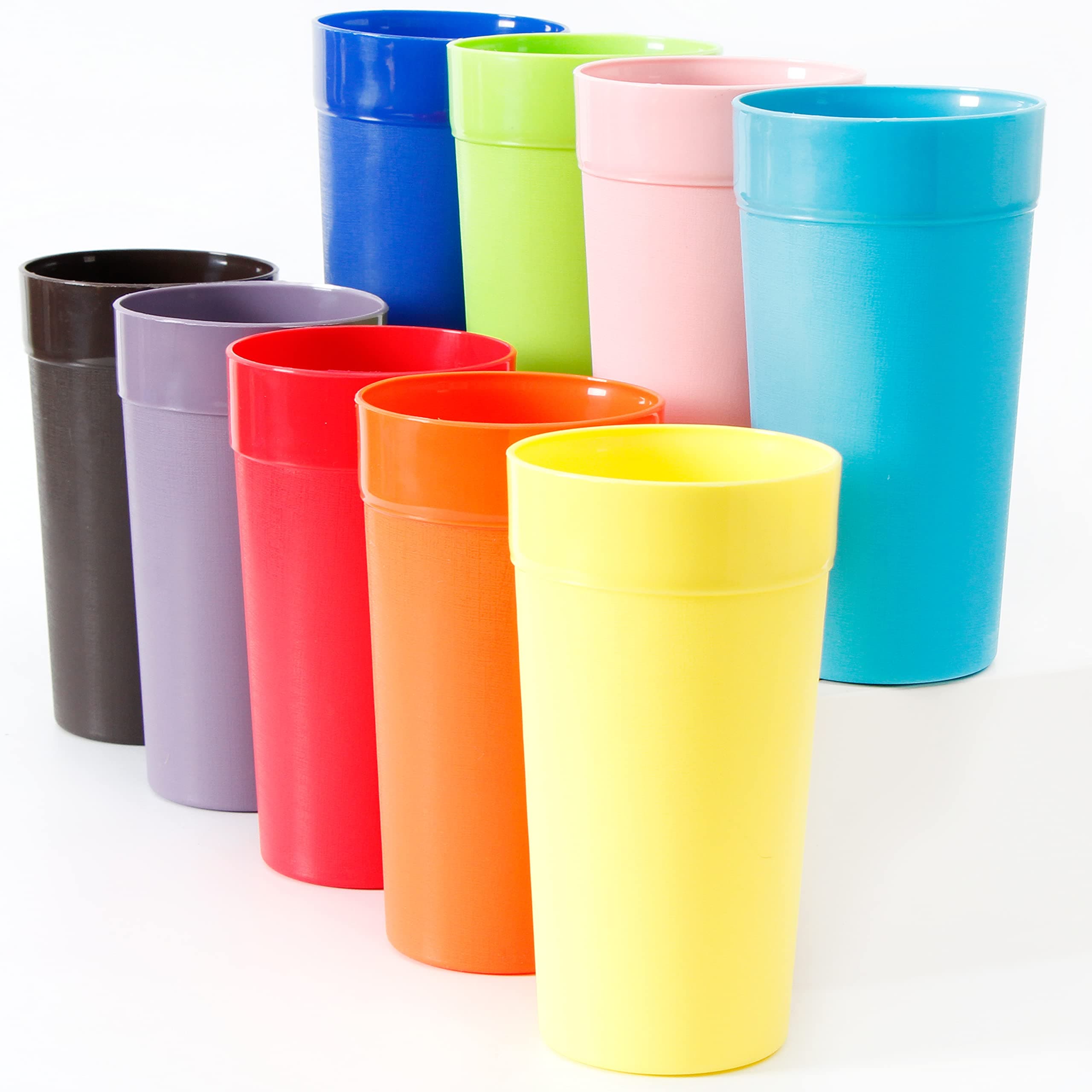 Youngever 18 Pieces Unbreakable Plastic Tumblers 20 Ounce, Unbreakable Plastic Drinking Glasses, Plastic Cups, set of 18 in 9 colors