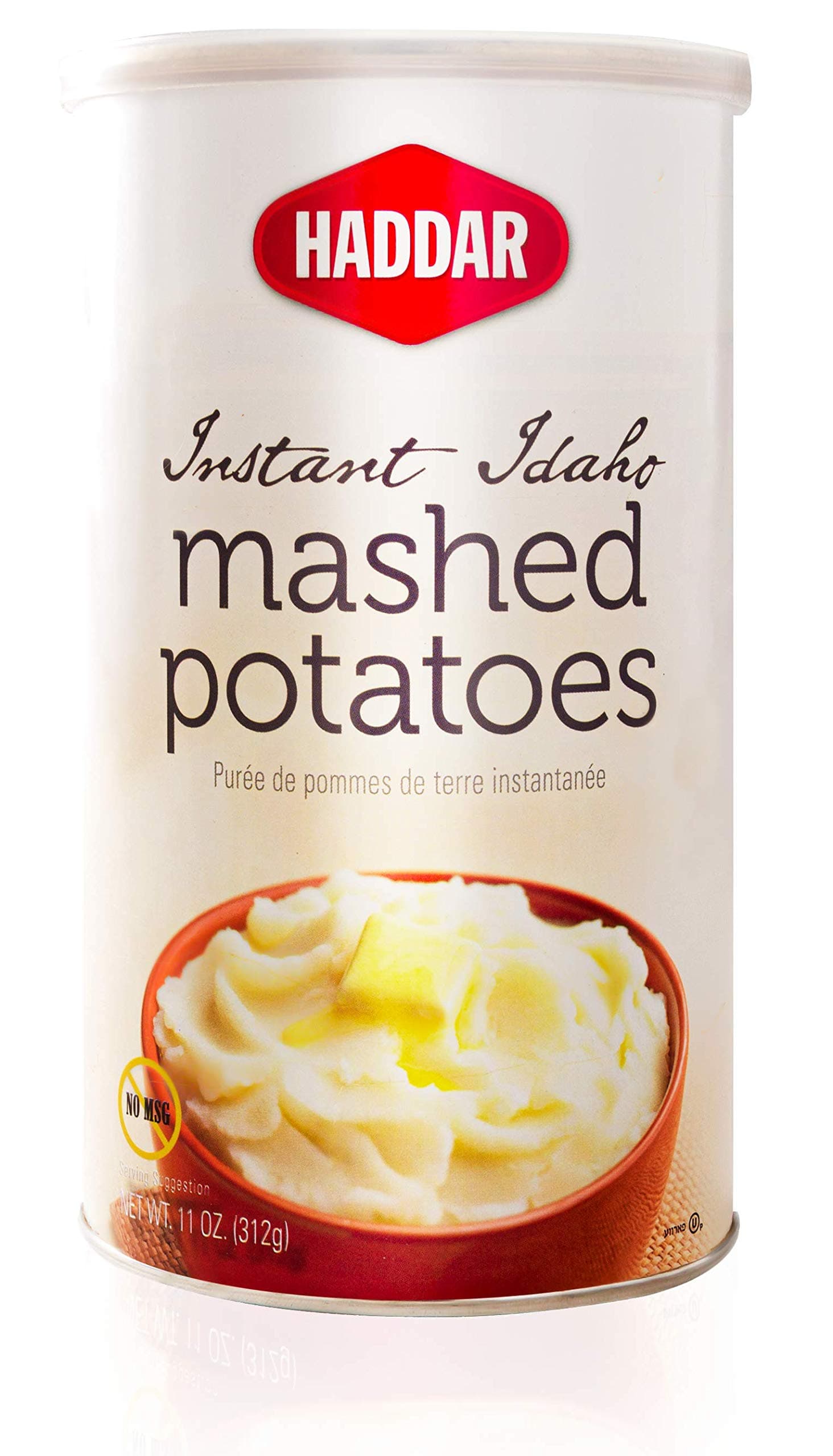 Haddar Instant Idaho Mashed Potatoes, 11oz "Resealable Canister", Dairy Free, Gluten Free, No MSG